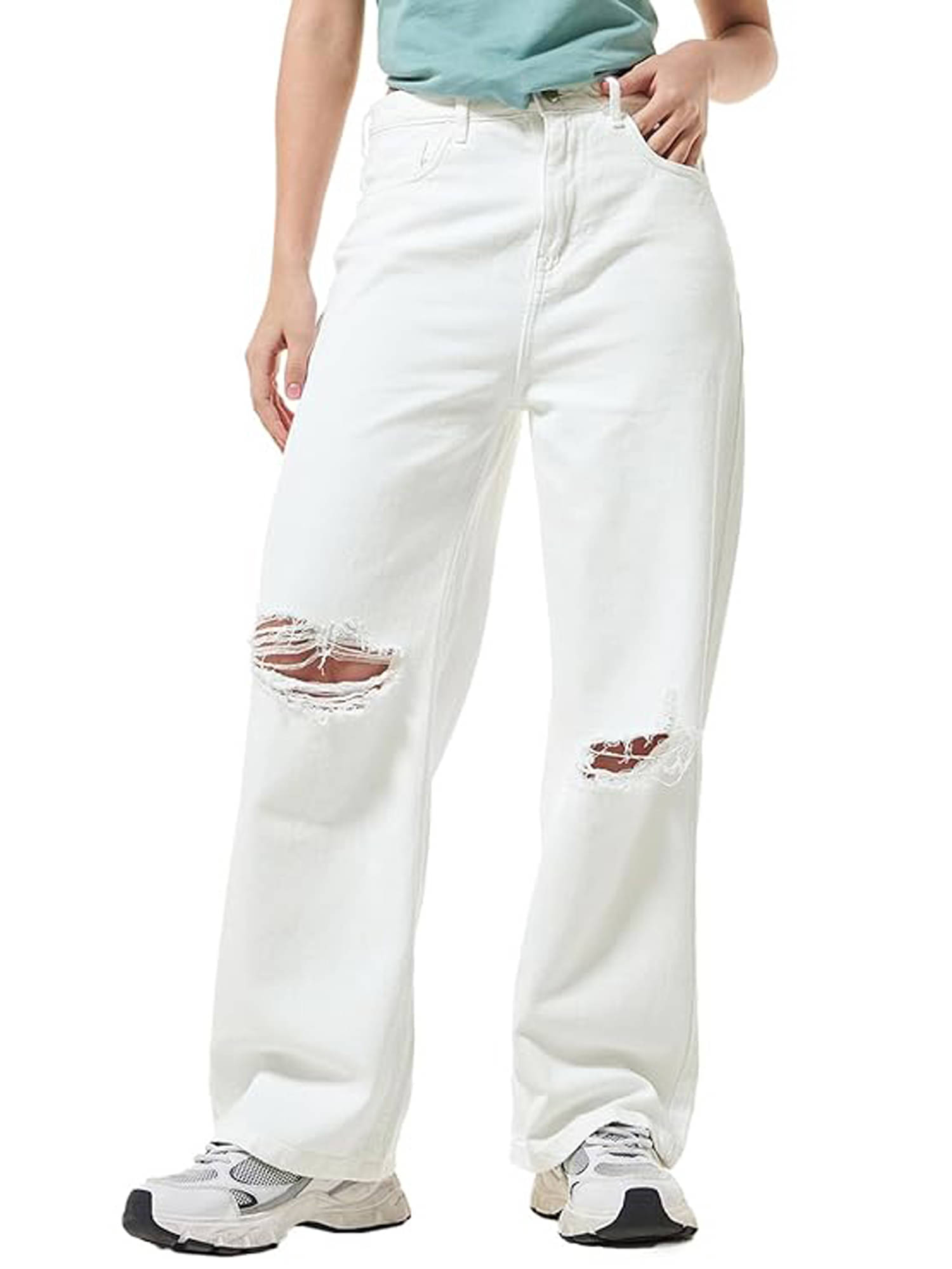     			Star4well Women's Regular Fit High-Rise Jeans ( White )