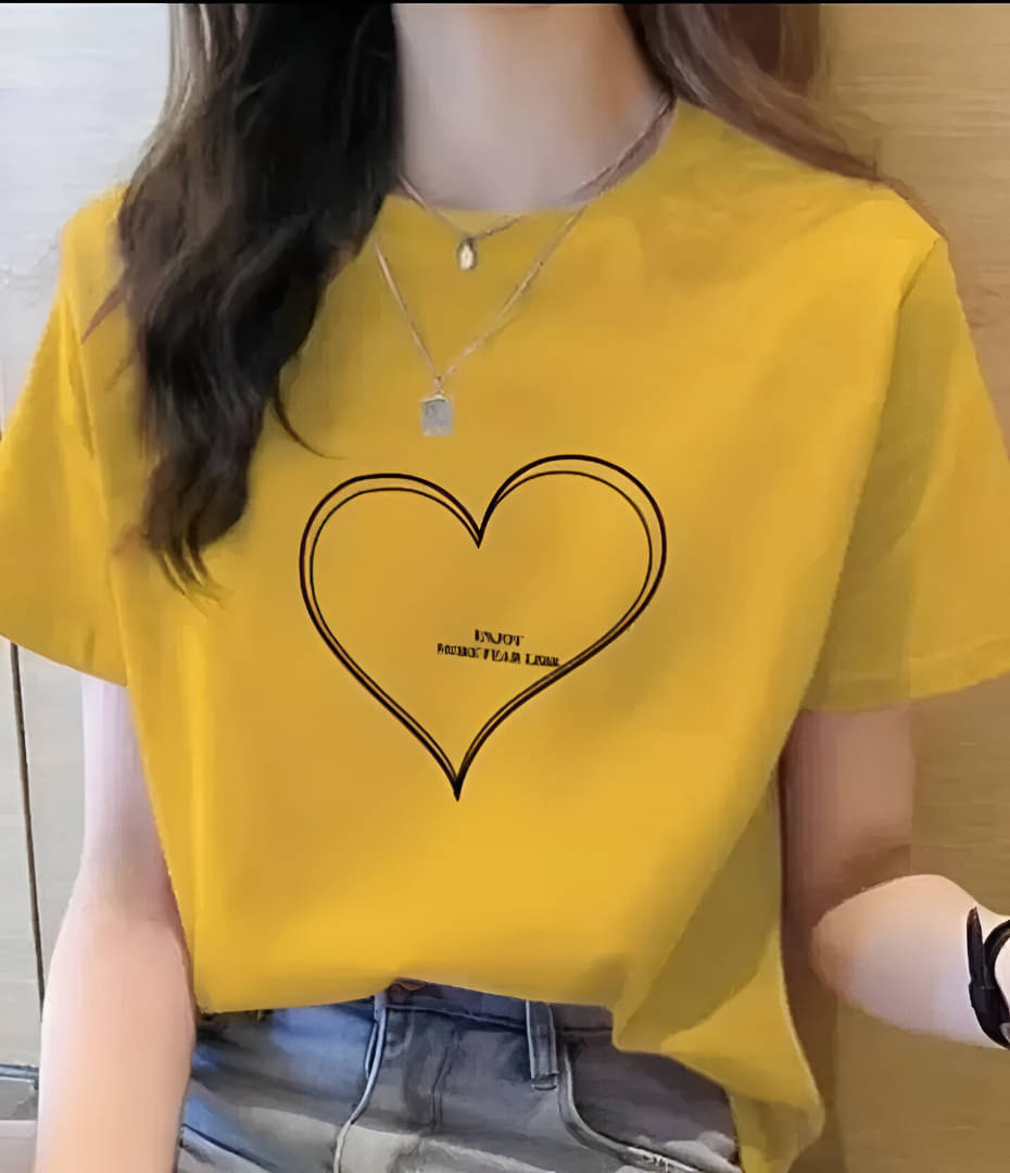     			TERYPOL CLOTHING Women Poly Cotton Printed Regular Fit Round Neck T-Shirt ( Yellow )