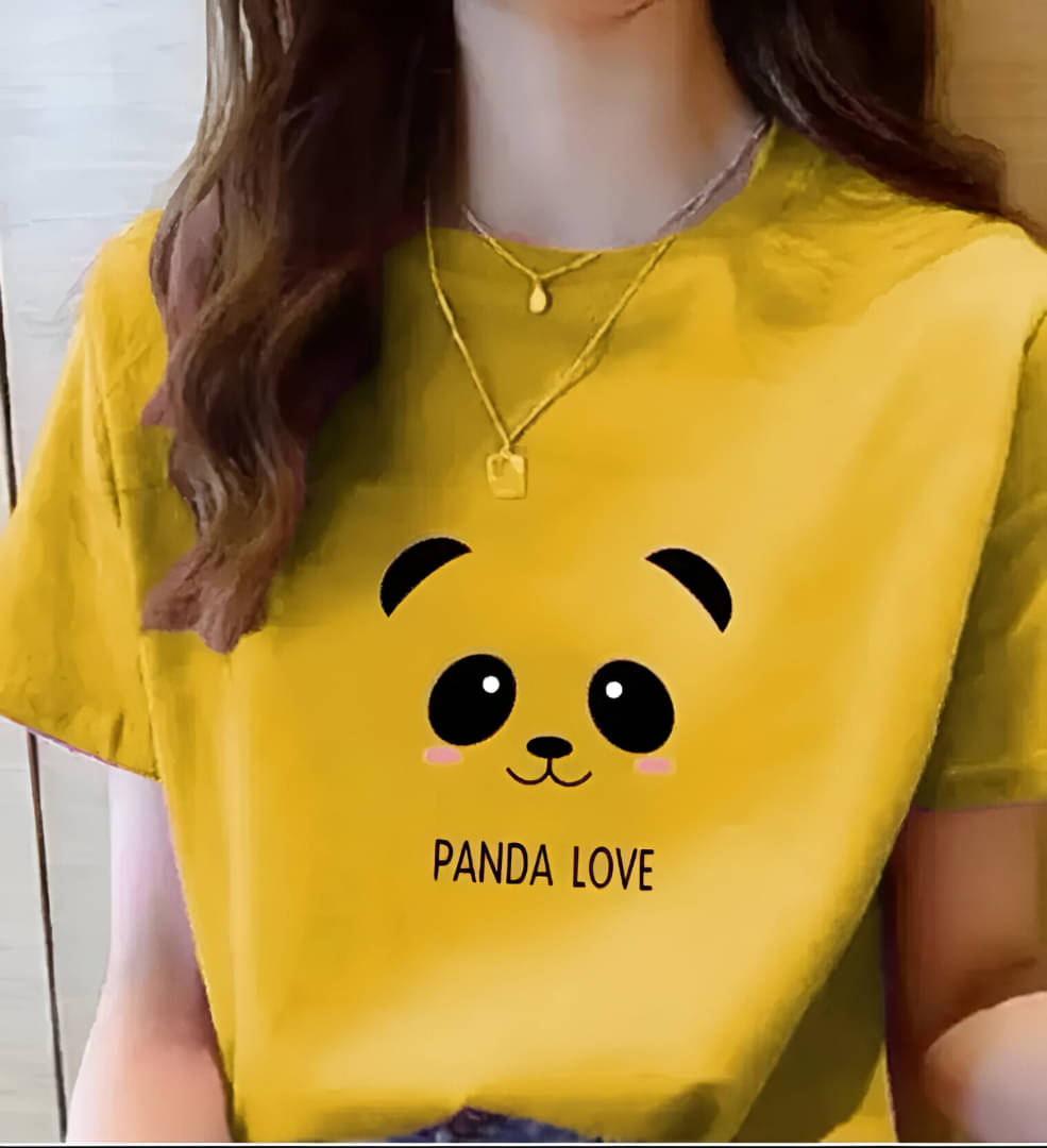TERYPOL CLOTHING Women Poly Cotton Printed Regular Fit Round Neck T-Shirt ( Yellow ) TERYPOL CLOTHING Women Poly Cotton Printed Regular Fit Round Neck T-Shirt ( Yellow )
