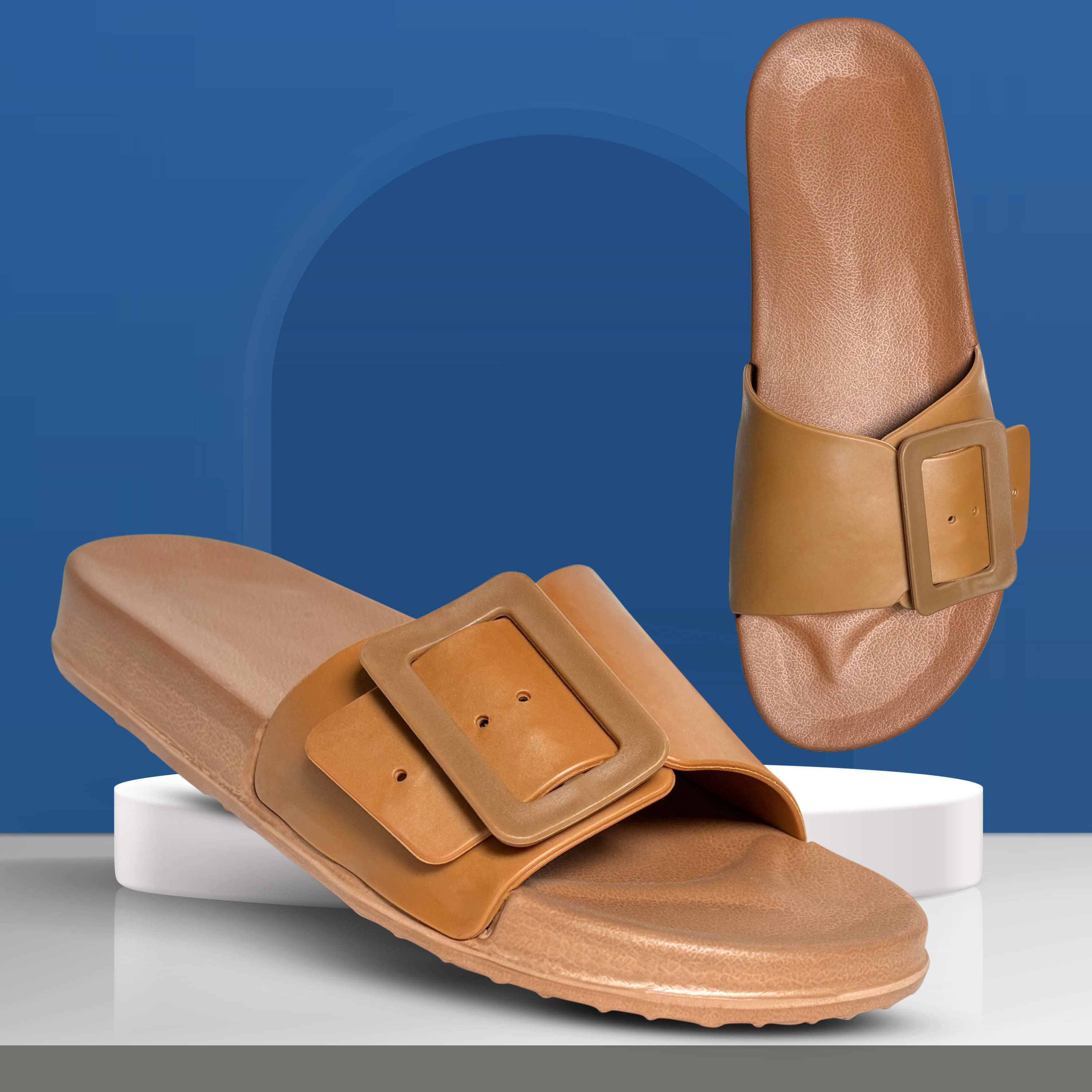     			TieFit Brown Women's Slide Flip Flop
