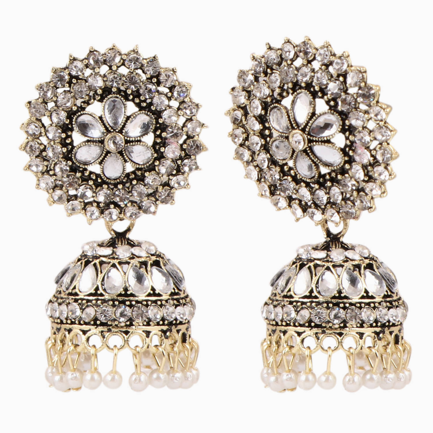     			VIKESA White Jhumki Earrings ( Pack of 1 )