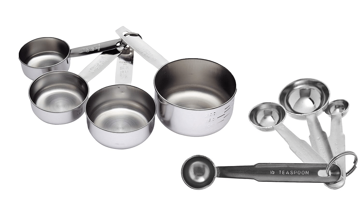     			Visaxmi Stainless Steel Measuring Cups & Spoons Set ( Pack of 8 )