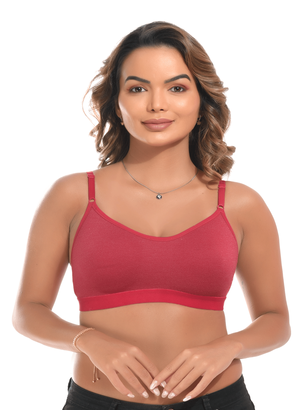     			bodyaan Pack of 1 Cotton Blend Non Padded Sports Bra For Women ( Red )