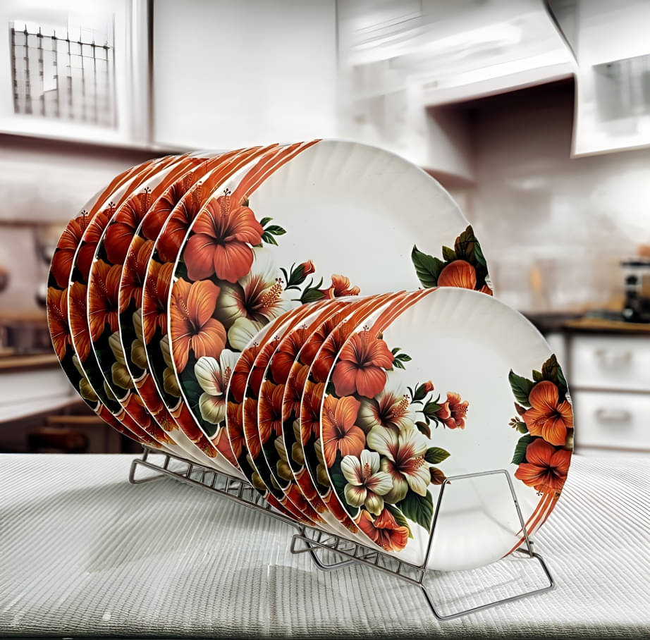kitchrox 12 Pcs Melamine Multi Color Full Plate & Half Plate kitchrox 12 Pcs Melamine Multi Color Full Plate & Half Plate