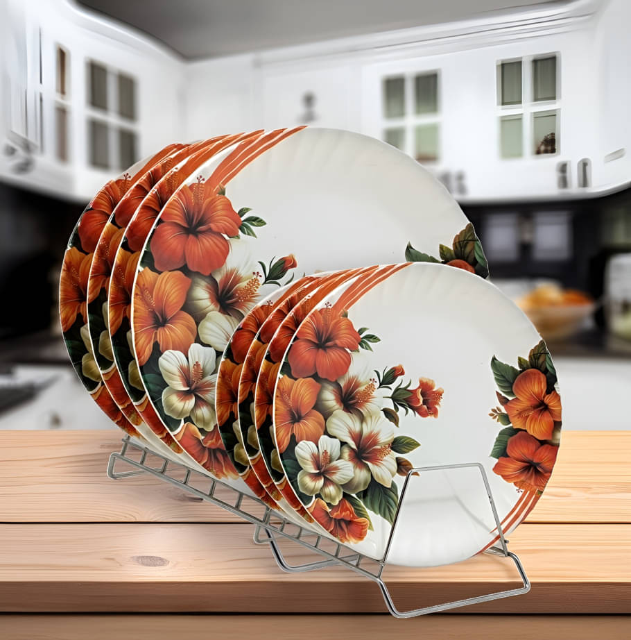 kitchrox 8 Pcs Melamine Multi Color Full Plate & Half Plate kitchrox 8 Pcs Melamine Multi Color Full Plate & Half Plate