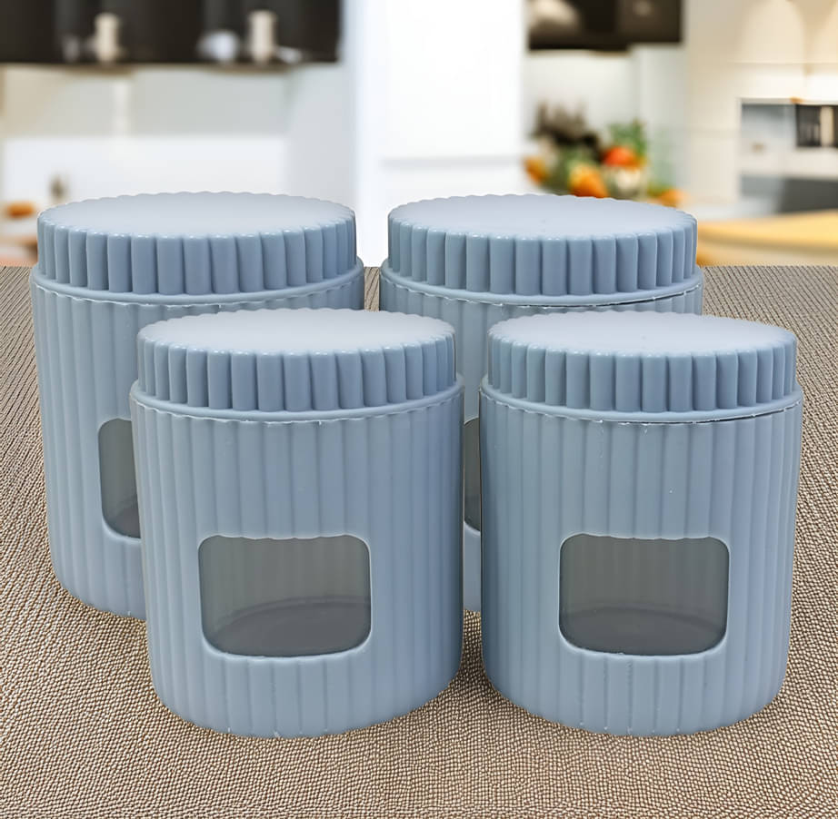 kitchrox Lightweight&Durable Glass Navy Blue Utility Container ( Set of 4 ) kitchrox Lightweight&Durable Glass Navy Blue Utility Container ( Set of 4 )