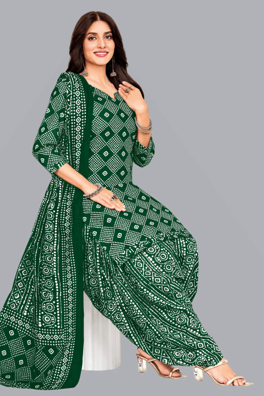     			shree jeenmata collection Women Cotton Printed Straight Kurti With Patiala Salwar ( Green )
