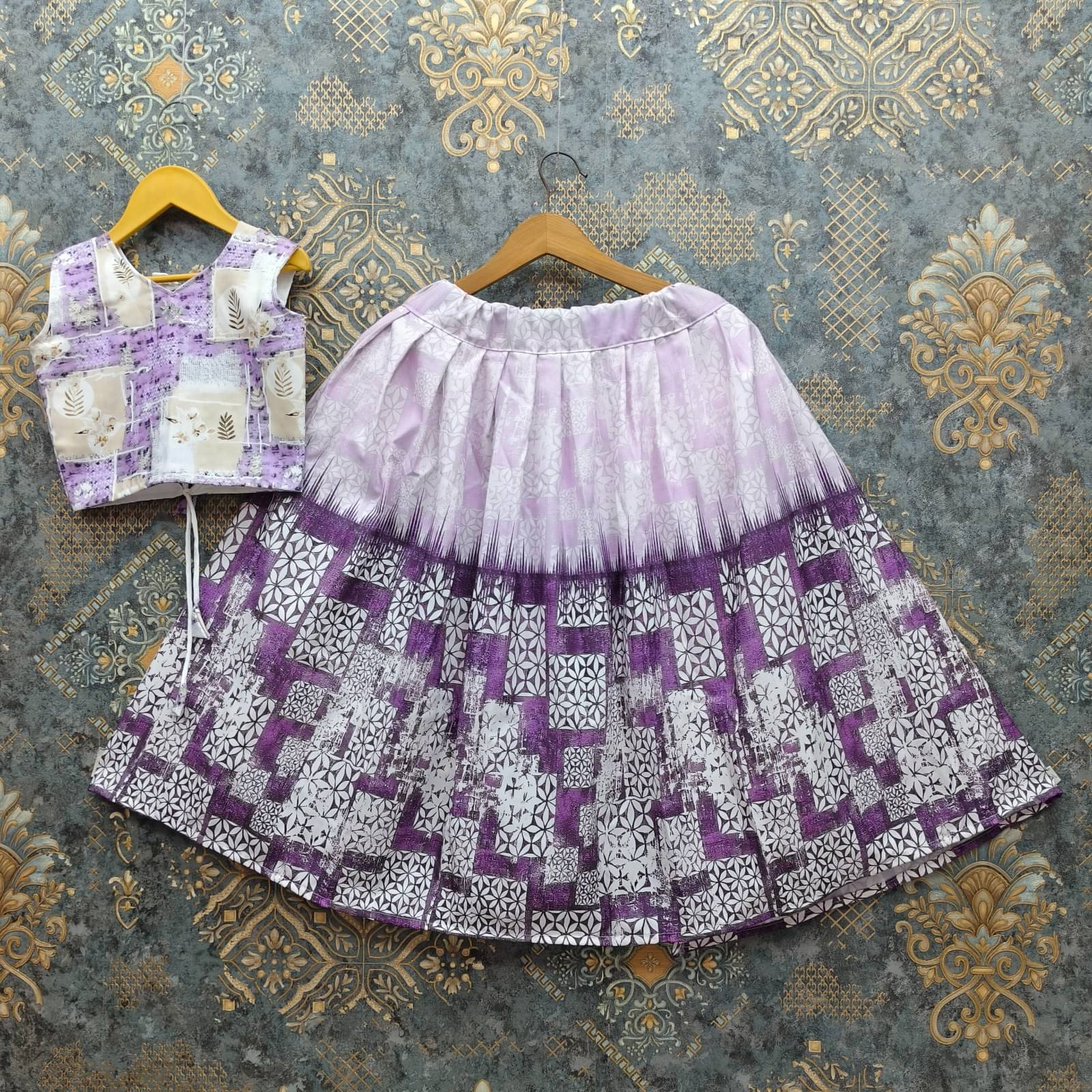     			shree sai creation Rayon Lehenga Choli Set For Girls ( Pack of 1 , Lavender )