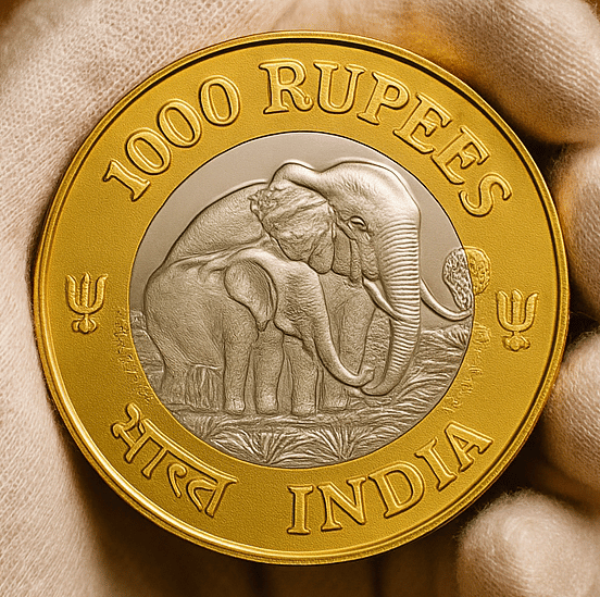     			1000 Rupees 2025 Elephants, India, Biometallic, Old Unique Coin