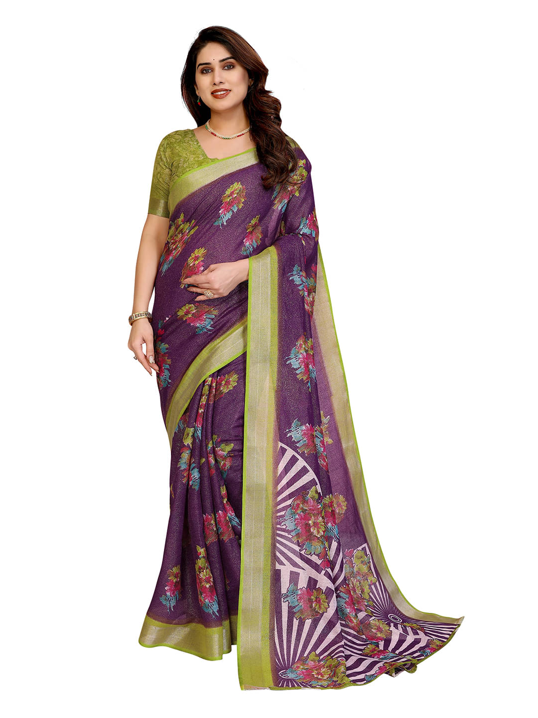 ANAND SAREES Linen Printed Ilkal Saree With Unstitched Blouse Piece ( Light Green ) ANAND SAREES Linen Printed Ilkal Saree With Unstitched Blouse Piece ( Light Green )