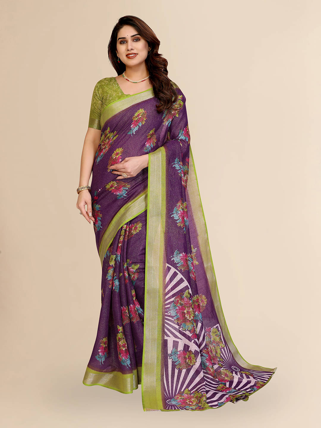 ANAND SAREES Linen Printed Ilkal Saree With Unstitched Blouse Piece ( Light Green ) ANAND SAREES Linen Printed Ilkal Saree With Unstitched Blouse Piece ( Light Green )