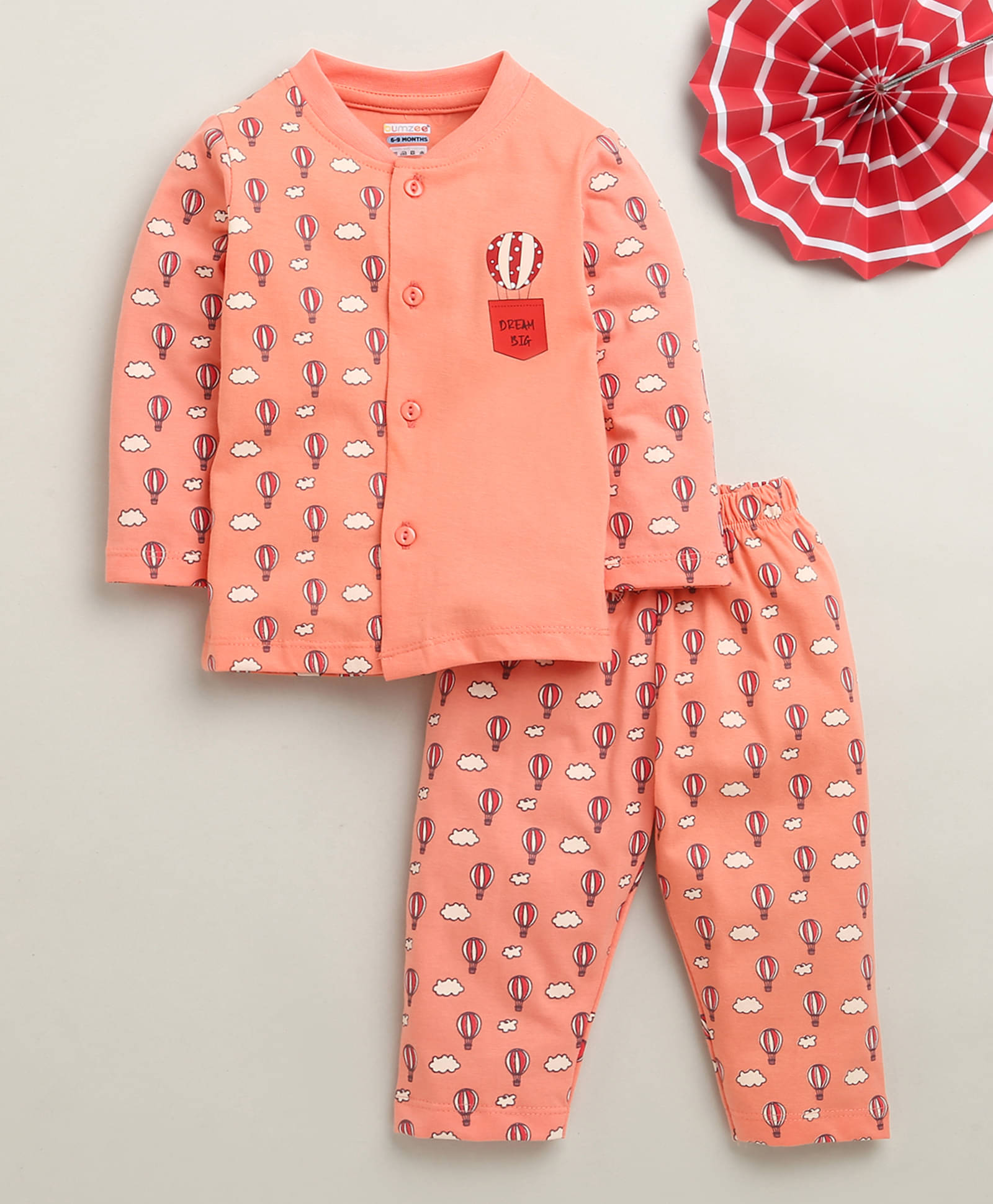     			BUMZEE Coral Baby Boys Full Sleeves Jabla & Pyjama Set Age - 0-3 Months
