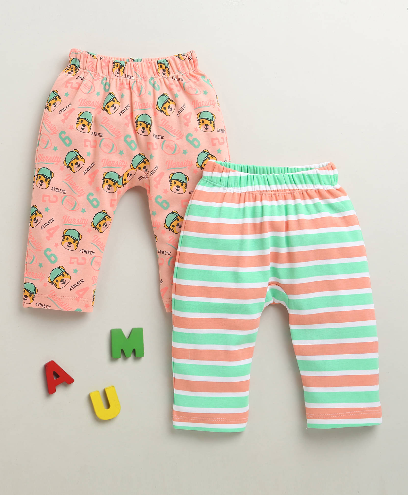     			BUMZEE Pack of 2 Baby Boys Cotton Legging ( Peach )