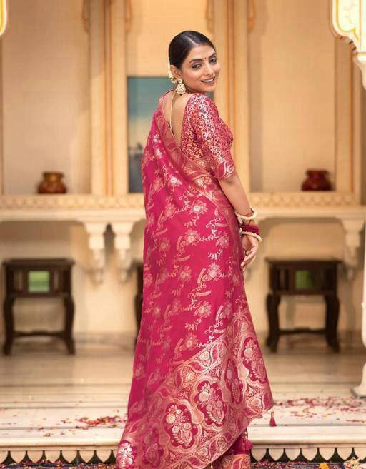 Bansari Textile Art Silk Embellished Kanjeevaram Sarees With Unstitched Blouse Piece ( Pink ) Bansari Textile Art Silk Embellished Kanjeevaram Sarees With Unstitched Blouse Piece ( Pink )