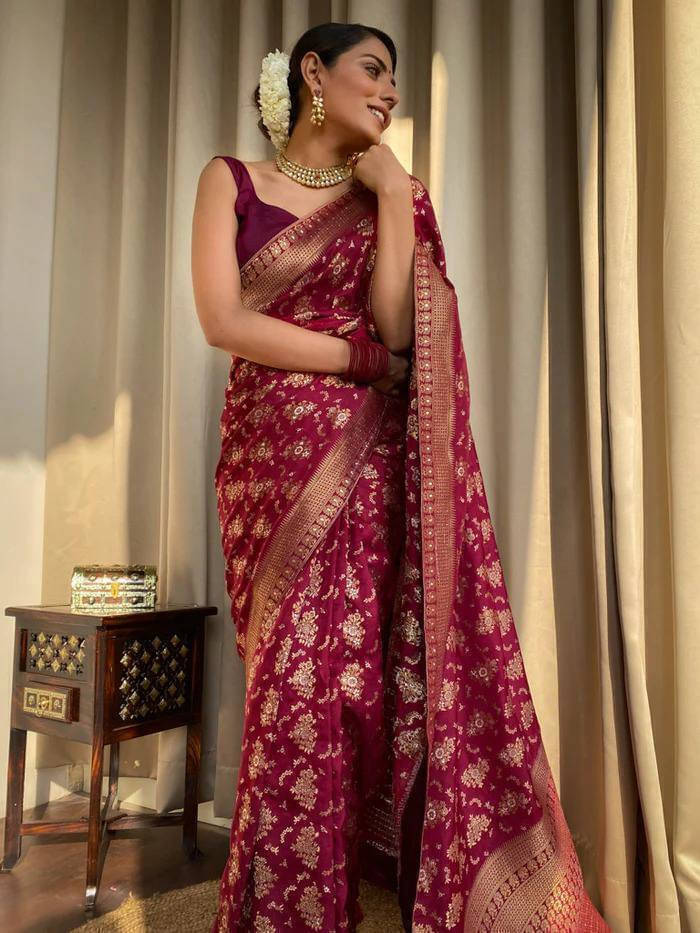     			Bansari Textile Art Silk Embellished Kanjeevaram Sarees With Unstitched Blouse Piece ( Purple )