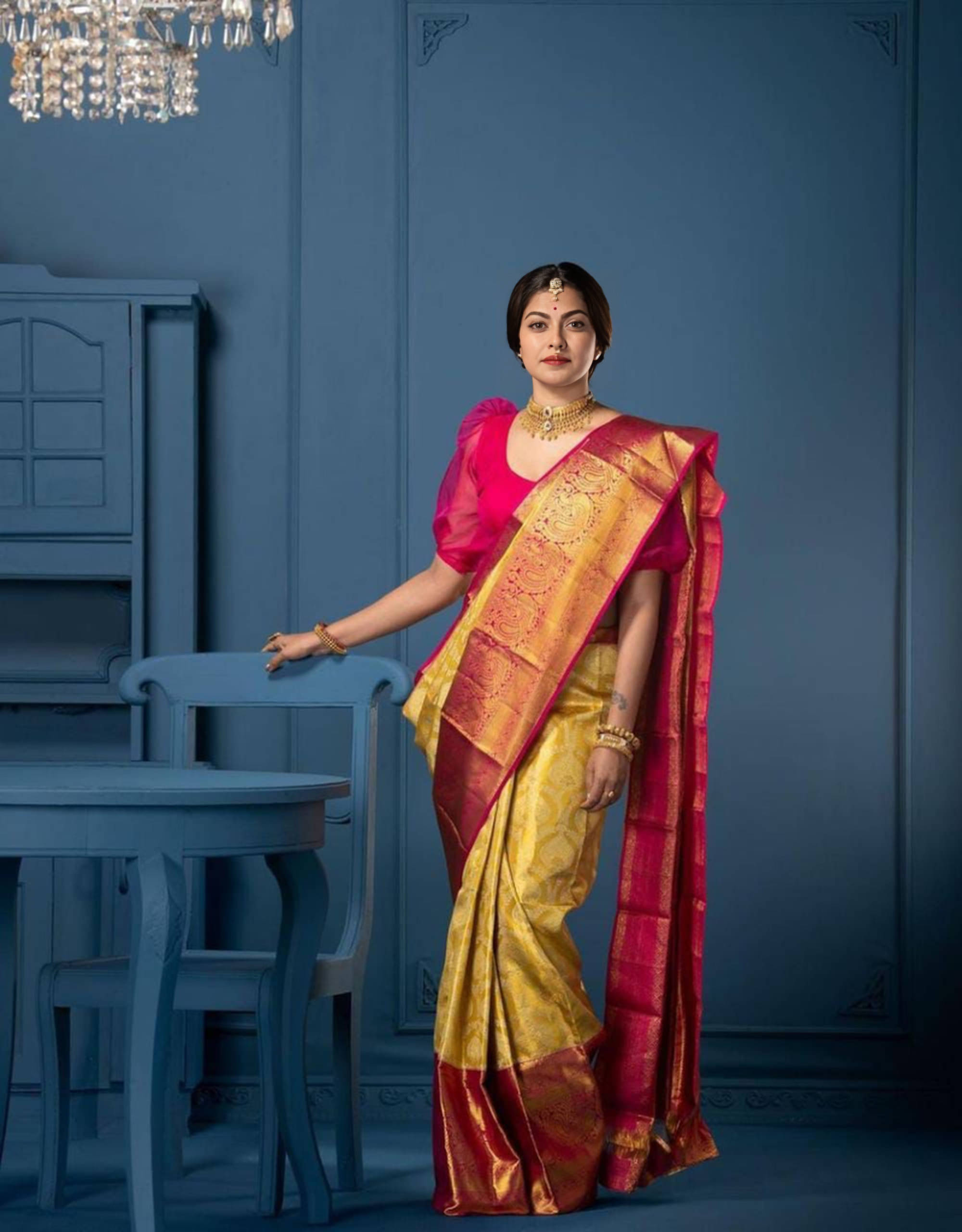 Bansari Textile Art Silk Embellished Kanjeevaram Sarees With Unstitched Blouse Piece ( Pink ) Bansari Textile Art Silk Embellished Kanjeevaram Sarees With Unstitched Blouse Piece ( Pink )