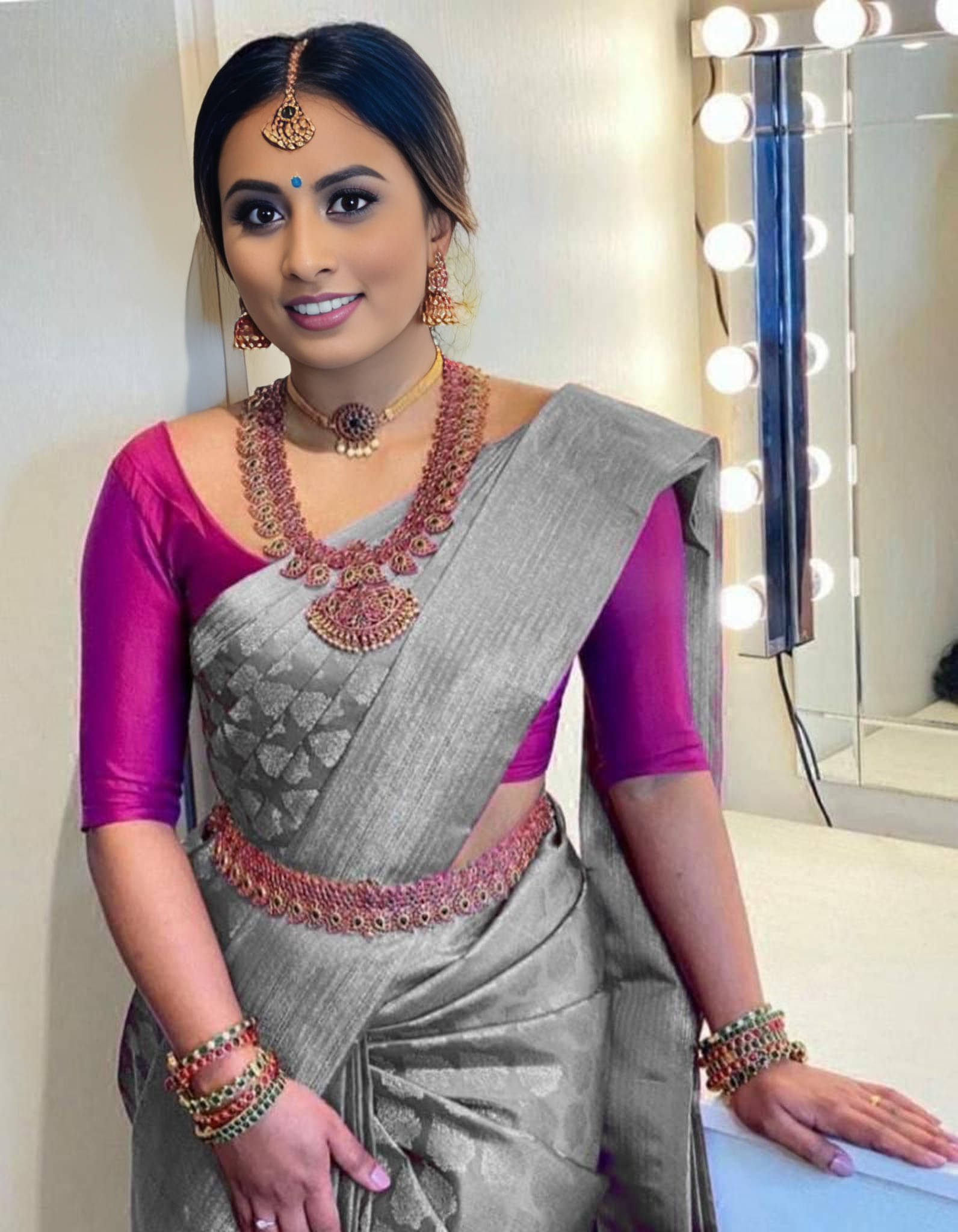     			Bansari Textile Art Silk Embellished Banarasi saree With Unstitched Blouse Piece ( Grey )
