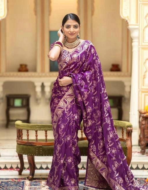 Bansari Textile Art Silk Embellished Kanjeevaram Sarees With Unstitched Blouse Piece ( Purple ) Bansari Textile Art Silk Embellished Kanjeevaram Sarees With Unstitched Blouse Piece ( Purple )