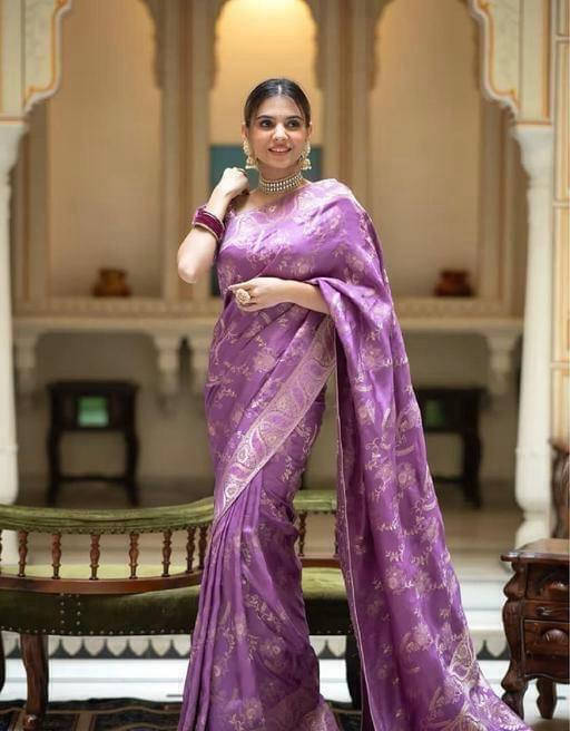     			Bansari Textile Art Silk Embellished Kanjeevaram Sarees With Unstitched Blouse Piece ( Purple )