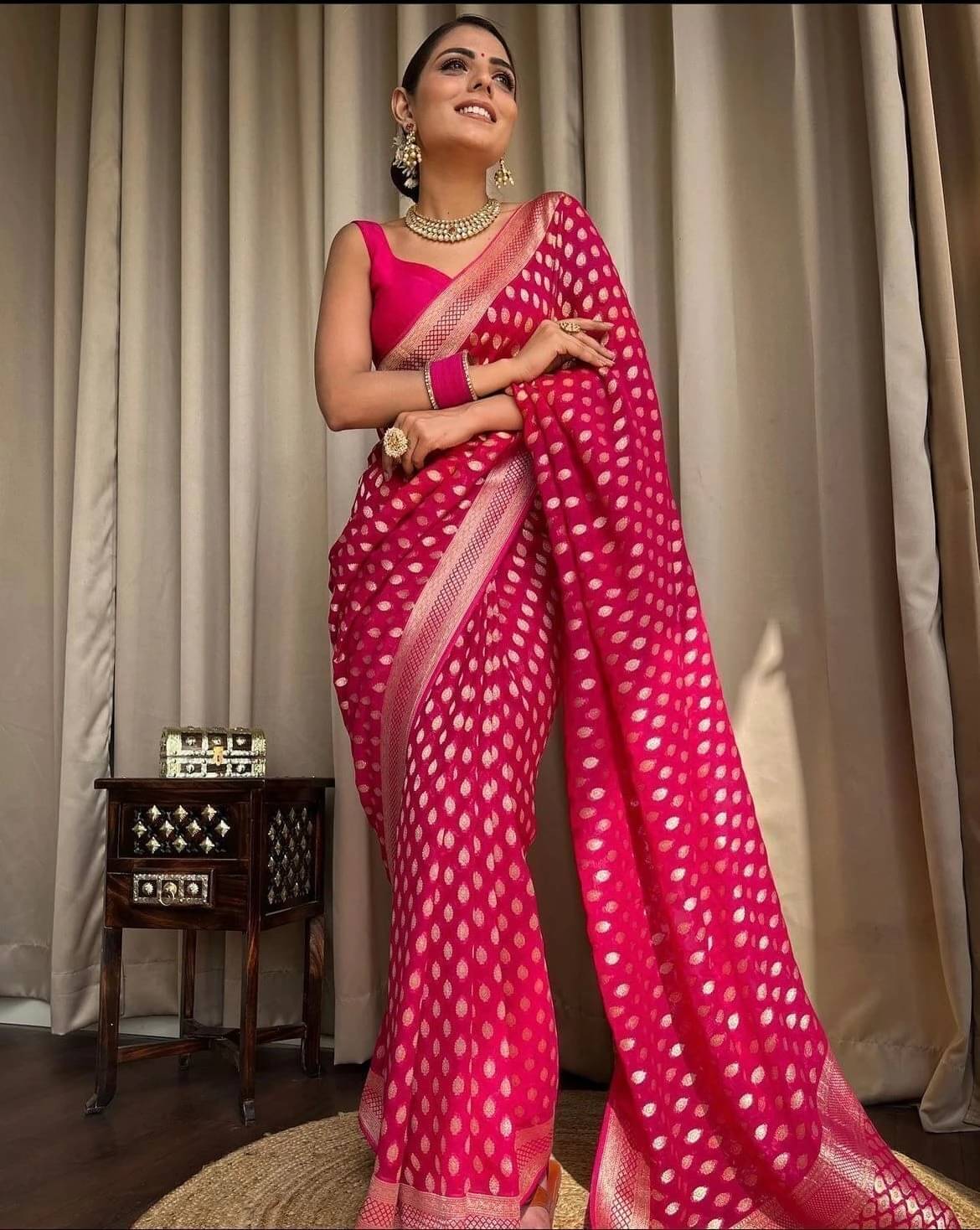 Bansari Textile Art Silk Embroidered Regular Saree With Unstitched Blouse Piece ( Pink ) Bansari Textile Art Silk Embroidered Regular Saree With Unstitched Blouse Piece ( Pink )