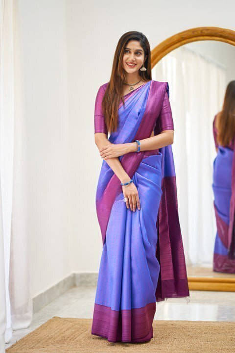 Bansari Textile Art Silk Printed Kanjeevaram Sarees With Unstitched Blouse Piece ( Purple ) Bansari Textile Art Silk Printed Kanjeevaram Sarees With Unstitched Blouse Piece ( Purple )