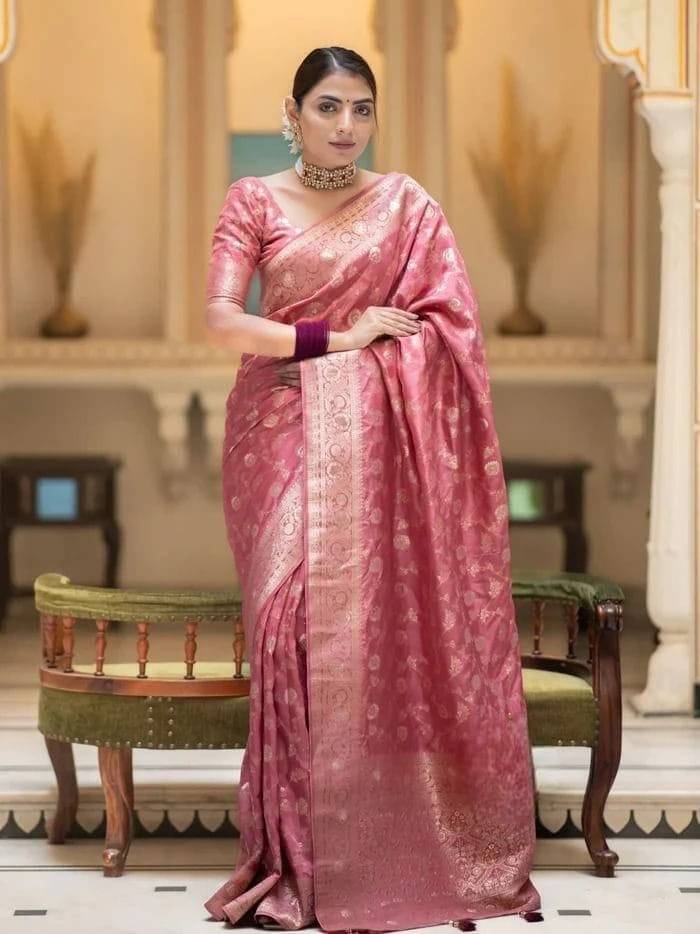 Bansari Textile Art Silk Printed Kanjeevaram Sarees With Unstitched Blouse Piece ( Pink ) Bansari Textile Art Silk Printed Kanjeevaram Sarees With Unstitched Blouse Piece ( Pink )