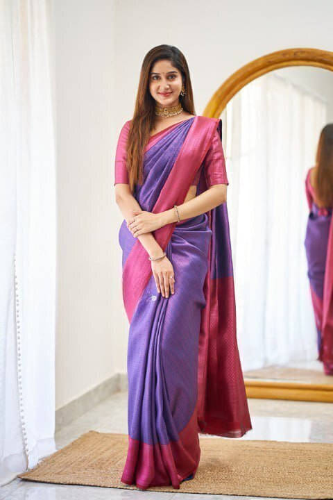 Bansari Textile Art Silk Printed Kanjeevaram Sarees With Unstitched Blouse Piece ( Purple ) Bansari Textile Art Silk Printed Kanjeevaram Sarees With Unstitched Blouse Piece ( Purple )