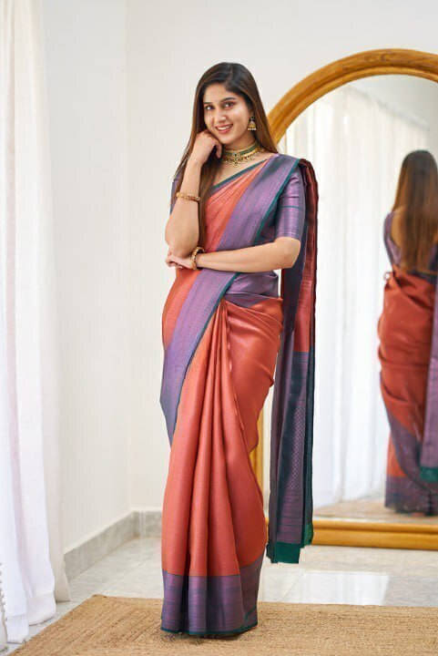 Bansari Textile Art Silk Printed Kanjeevaram Sarees With Unstitched Blouse Piece ( Orange ) Bansari Textile Art Silk Printed Kanjeevaram Sarees With Unstitched Blouse Piece ( Orange )