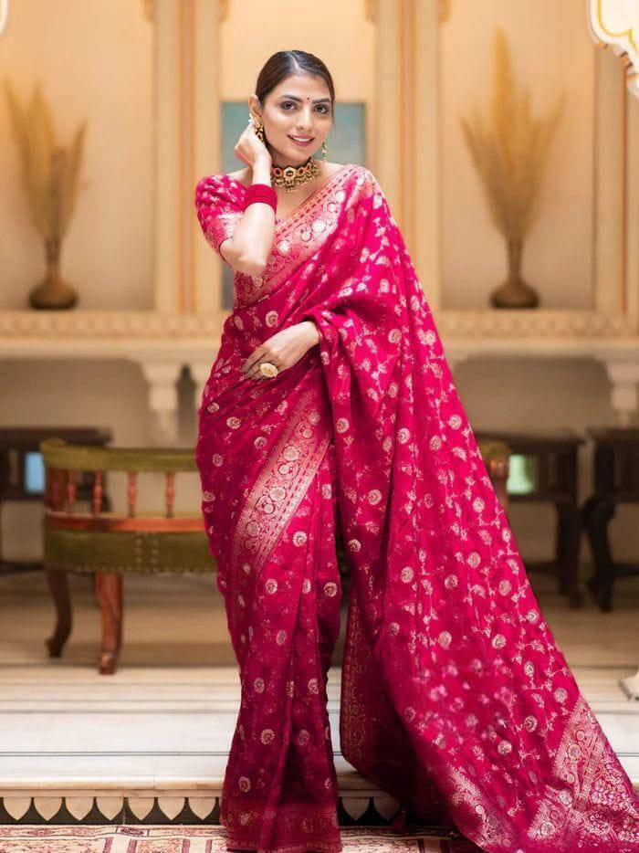     			Bansari Textile Art Silk Printed Kanjeevaram Sarees With Unstitched Blouse Piece ( Pink )