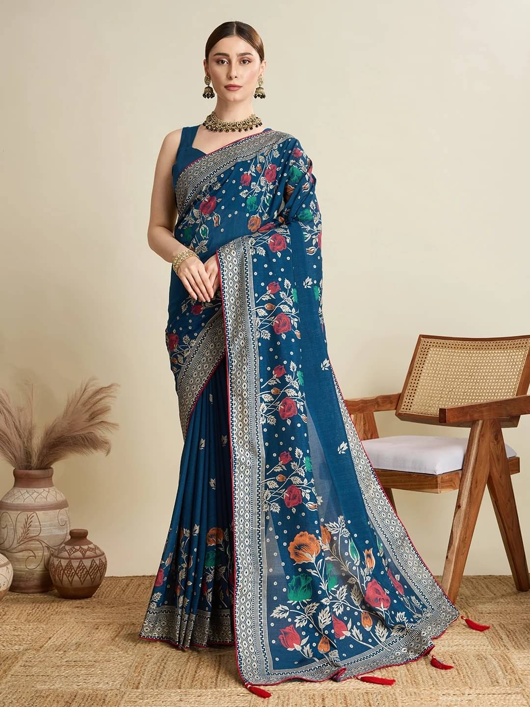 Bansari Textile Art Silk Printed Banarasi saree With Unstitched Blouse Piece ( Light Blue ) Bansari Textile Art Silk Printed Banarasi saree With Unstitched Blouse Piece ( Light Blue )