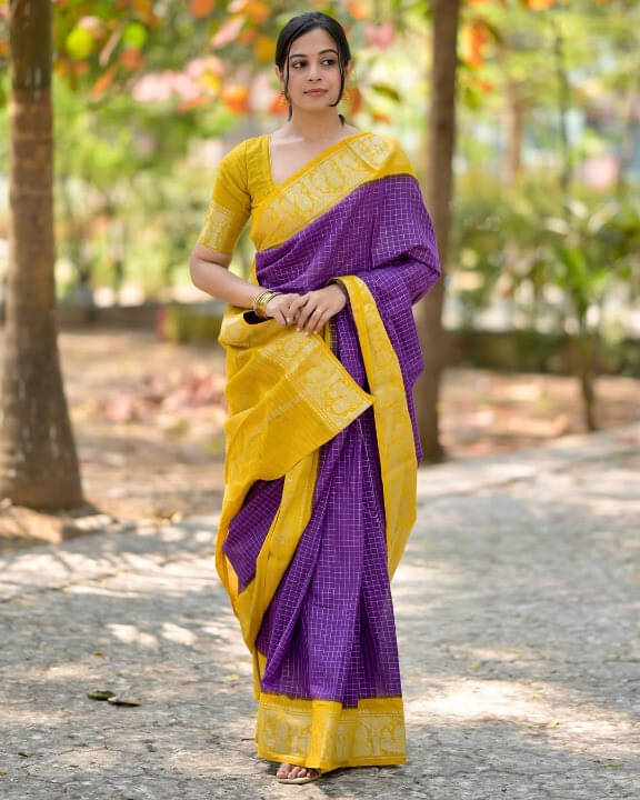 Bansari Textile Art Silk Printed Banarasi saree With Unstitched Blouse Piece ( Purple ) Bansari Textile Art Silk Printed Banarasi saree With Unstitched Blouse Piece ( Purple )