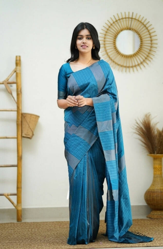 Bansari Textile Art Silk Printed Kanjeevaram Sarees With Unstitched Blouse Piece ( Light Blue ) Bansari Textile Art Silk Printed Kanjeevaram Sarees With Unstitched Blouse Piece ( Light Blue )