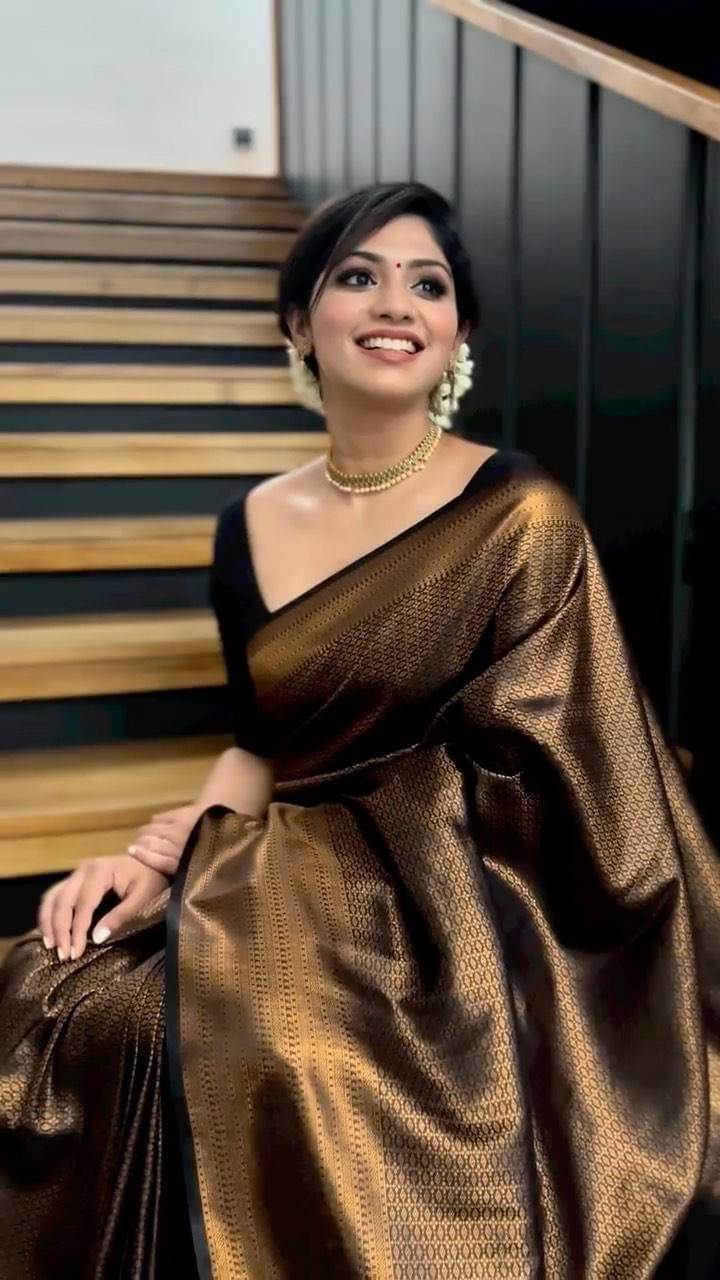 Bansari Textile Art Silk Printed Kanjeevaram Sarees With Unstitched Blouse Piece ( Black ) Bansari Textile Art Silk Printed Kanjeevaram Sarees With Unstitched Blouse Piece ( Black )
