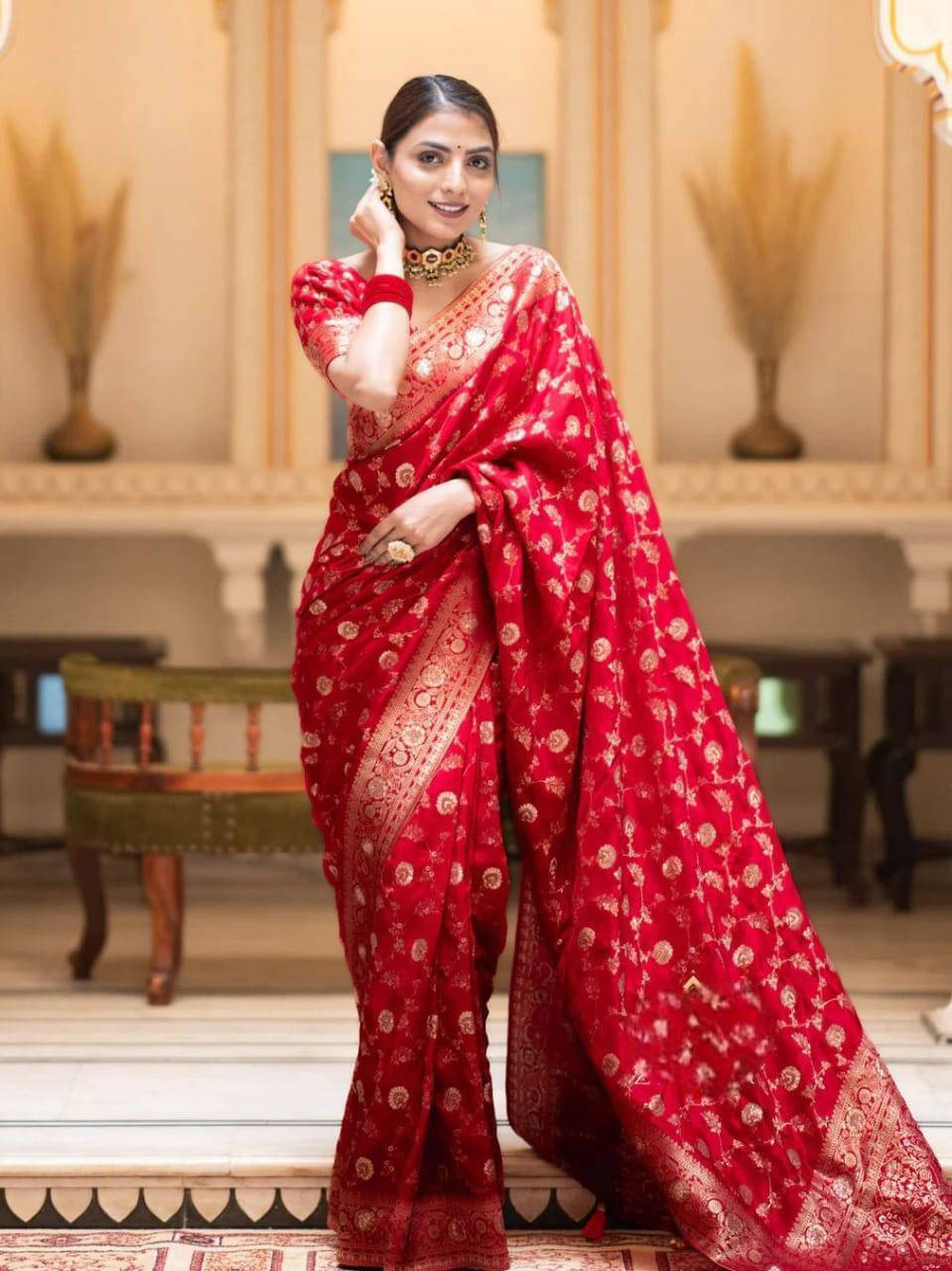 Bansari Textile Art Silk Printed Kanjeevaram Sarees With Unstitched Blouse Piece ( Red ) Bansari Textile Art Silk Printed Kanjeevaram Sarees With Unstitched Blouse Piece ( Red )