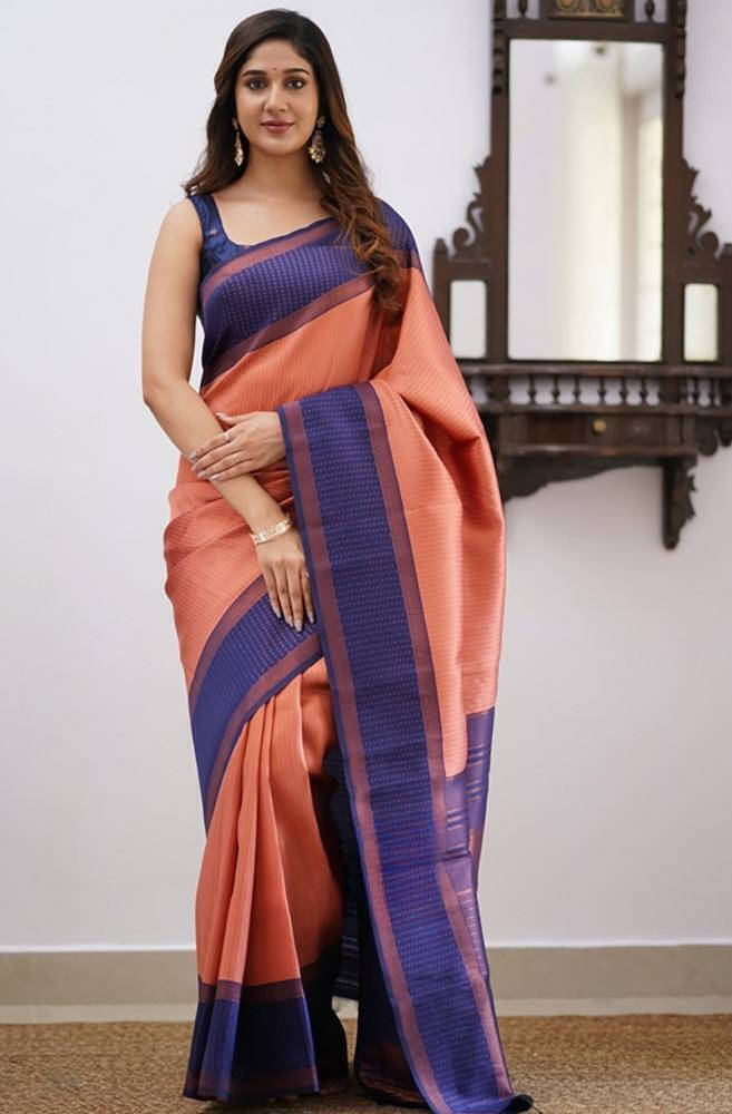 Bansari Textile Art Silk Printed Kanjeevaram Sarees With Unstitched Blouse Piece ( Orange ) Bansari Textile Art Silk Printed Kanjeevaram Sarees With Unstitched Blouse Piece ( Orange )