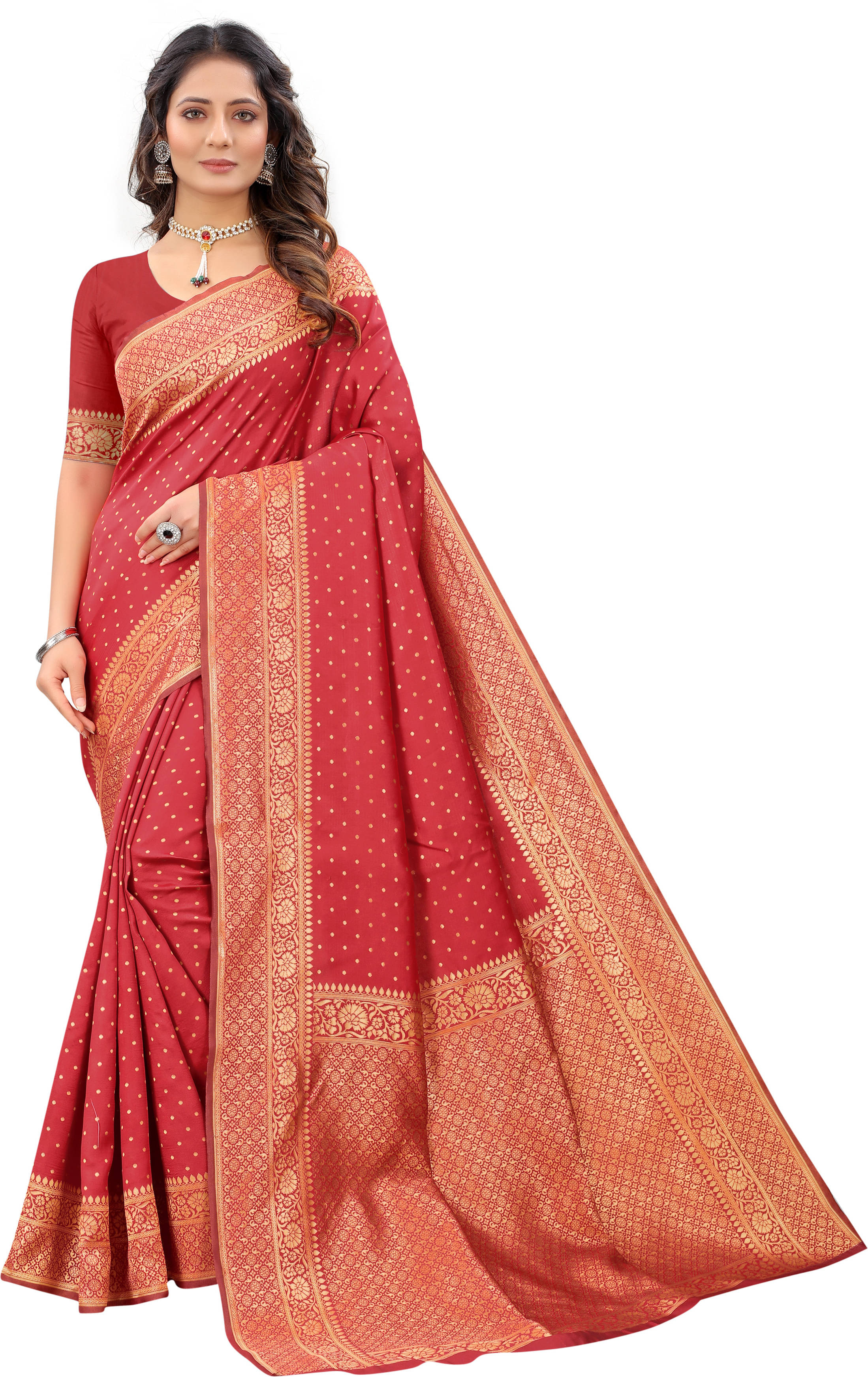 Bansari Textile Art Silk Self Design Kanjeevaram Sarees With Unstitched Blouse Piece ( Red ) Bansari Textile Art Silk Self Design Kanjeevaram Sarees With Unstitched Blouse Piece ( Red )