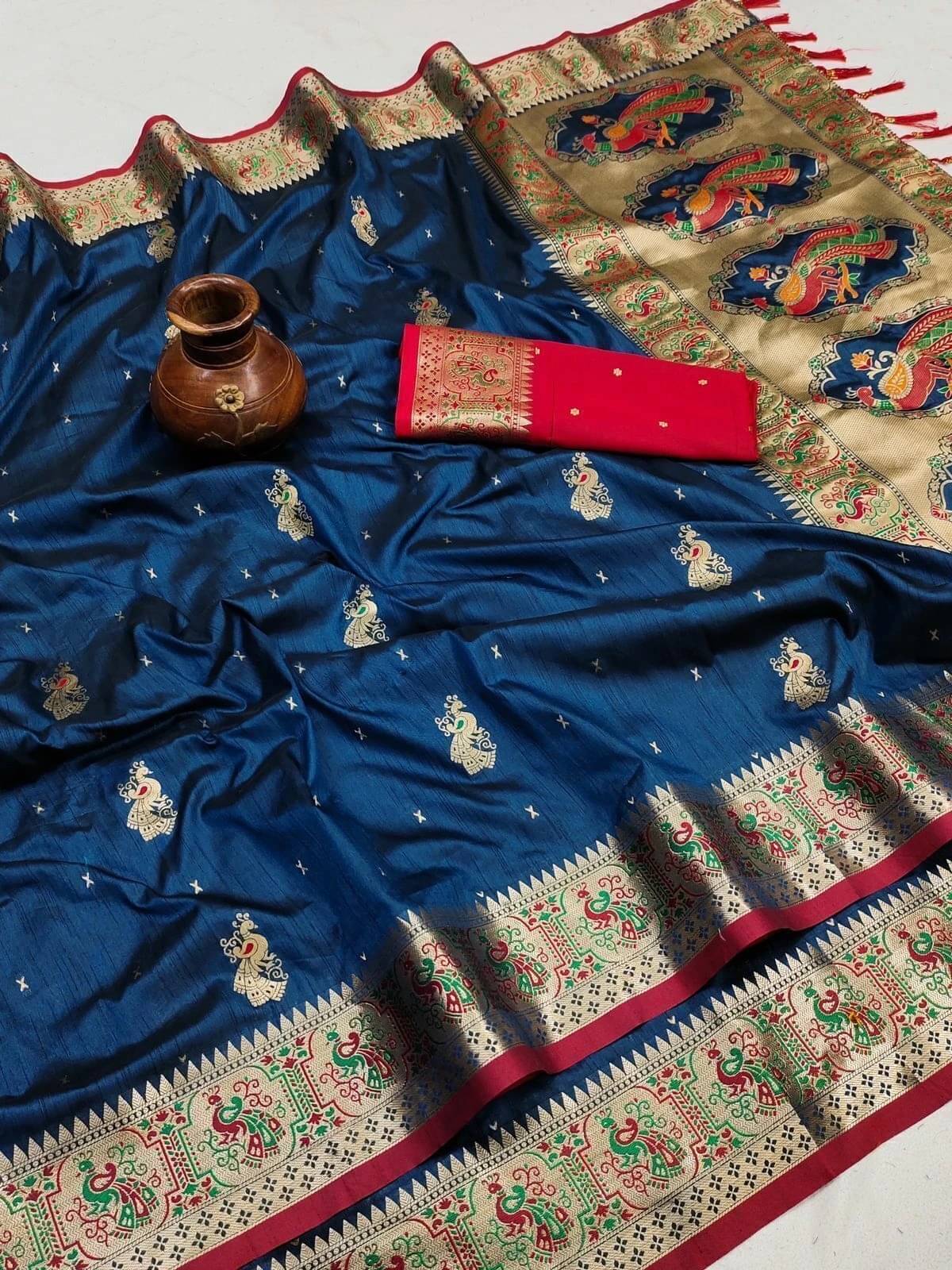 Bansari Textile Art Silk Self Design Banarasi saree With Unstitched Blouse Piece ( Blue ) Bansari Textile Art Silk Self Design Banarasi saree With Unstitched Blouse Piece ( Blue )