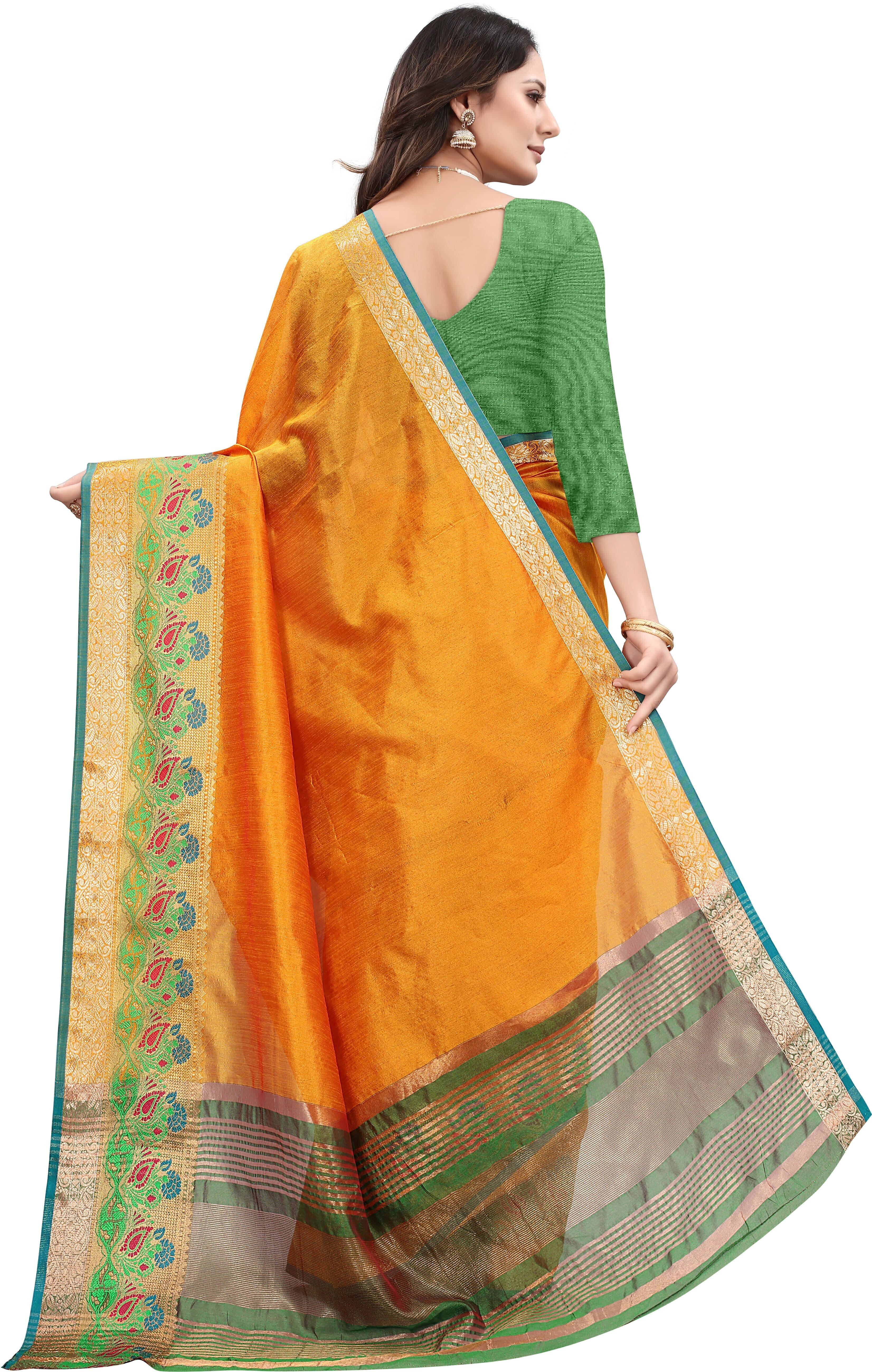     			Bansari Textile Art Silk Self Design Regular Saree With Unstitched Blouse Piece ( Yellow )