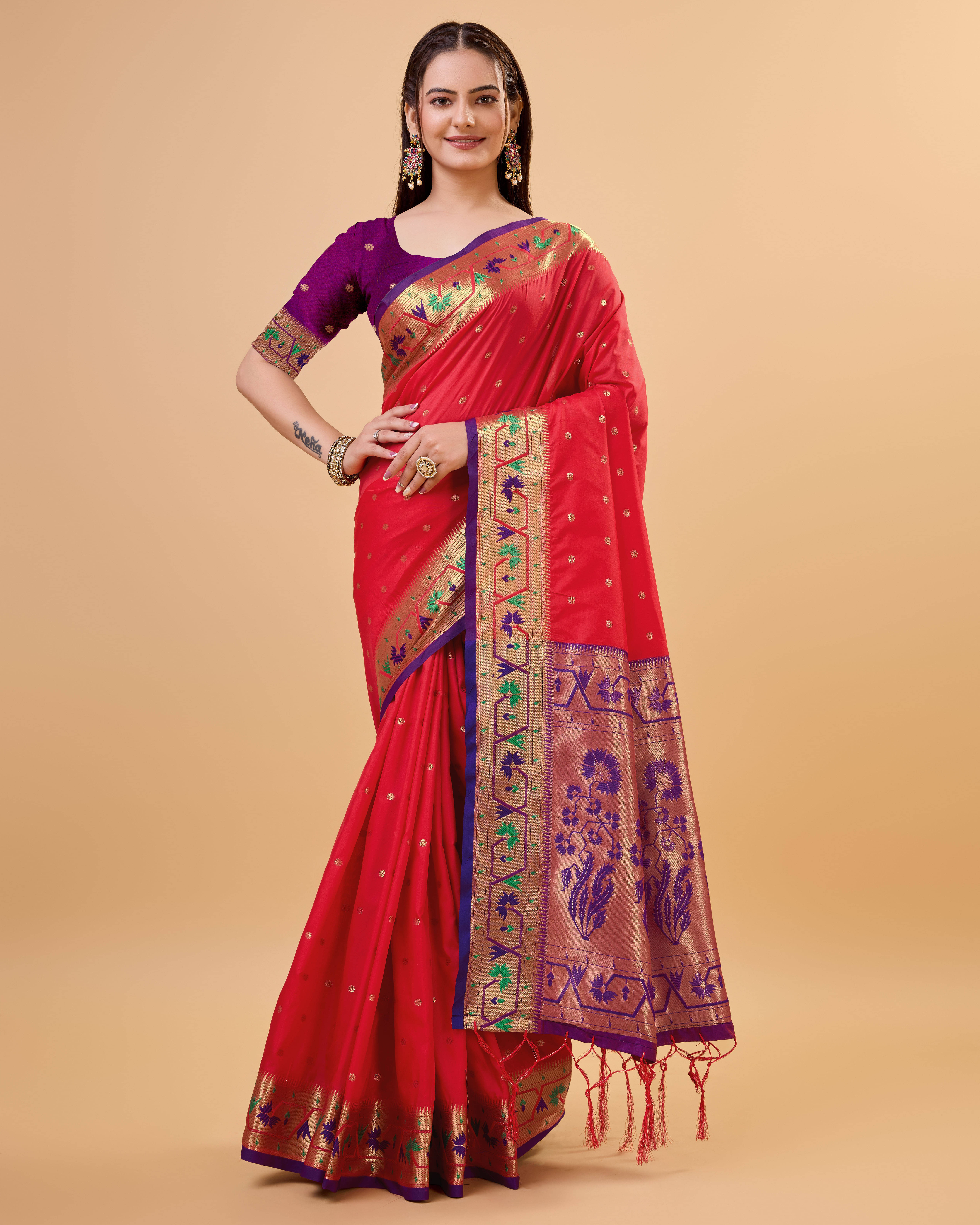     			Bansari Textile Art Silk Self Design Banarasi saree With Unstitched Blouse Piece ( Pink )