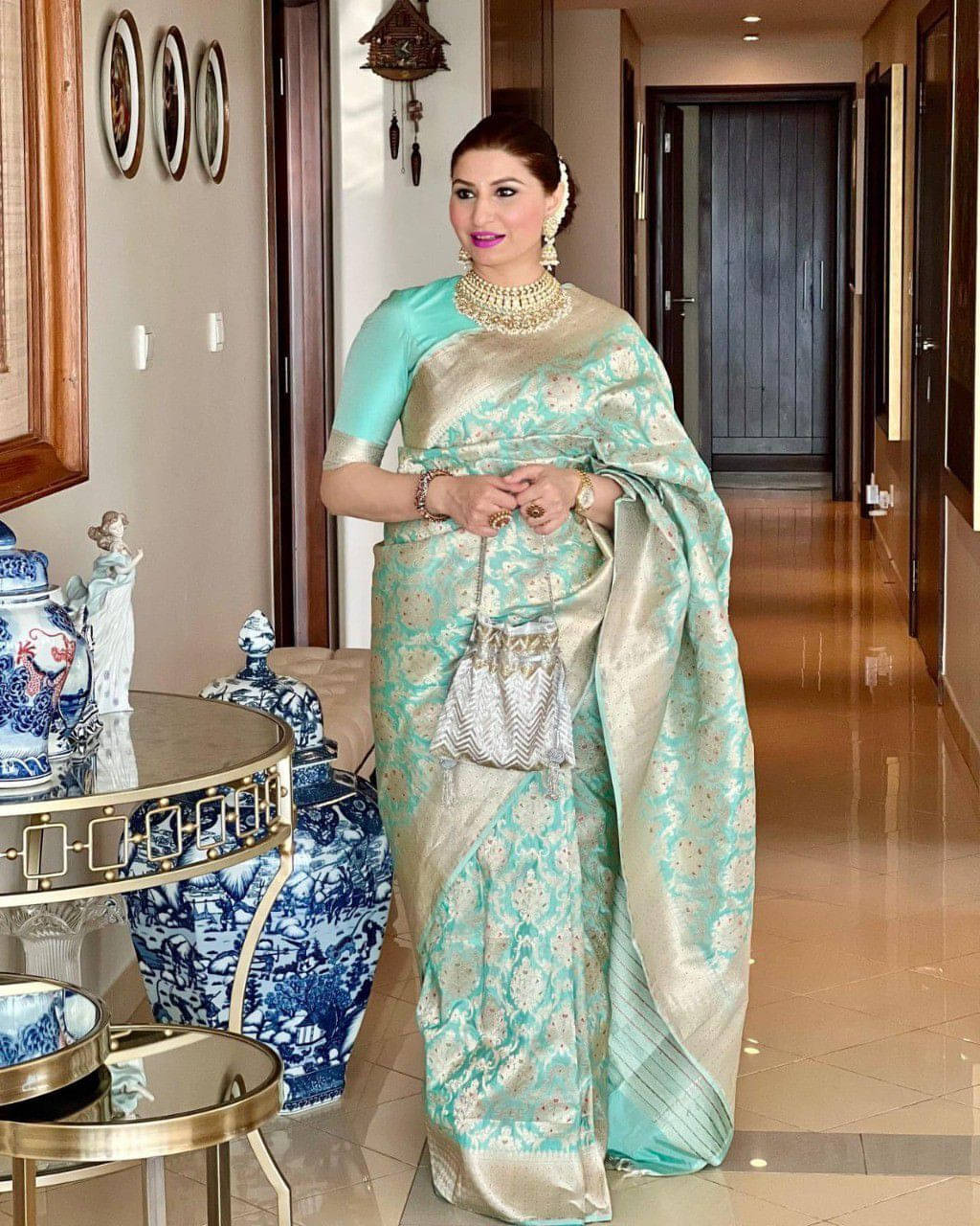     			Bansari Textile Art Silk Self Design Kanjeevaram Sarees With Unstitched Blouse Piece ( Light Green )
