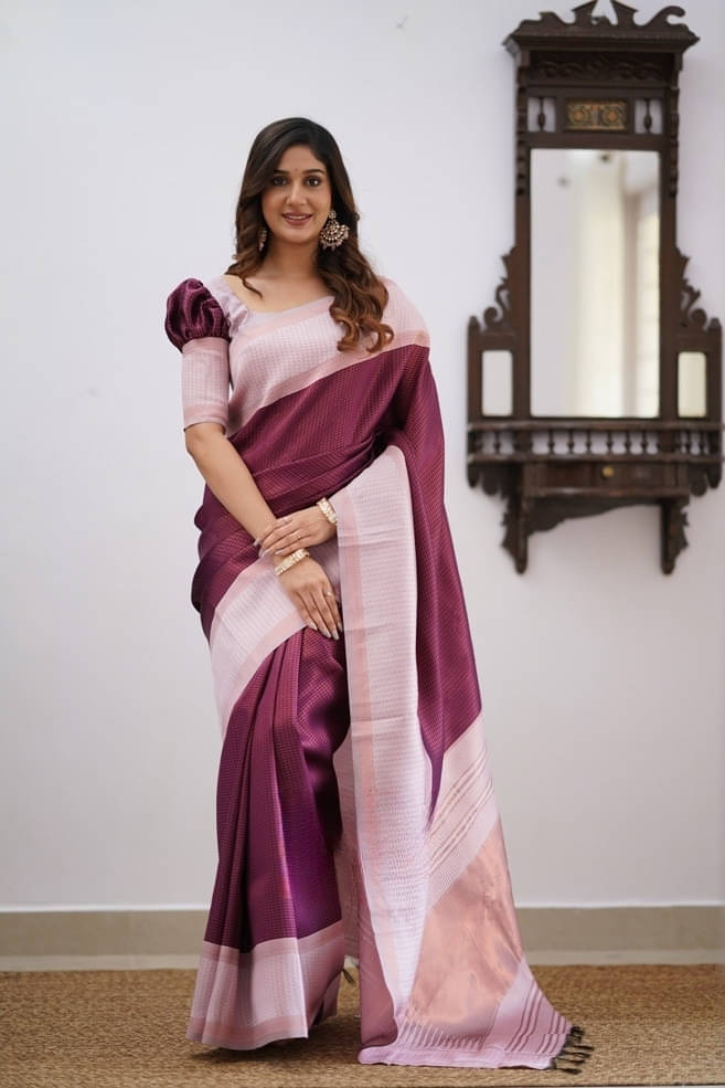 Bansari Textile Art Silk Woven Banarasi saree With Unstitched Blouse Piece ( Purple ) Bansari Textile Art Silk Woven Banarasi saree With Unstitched Blouse Piece ( Purple )