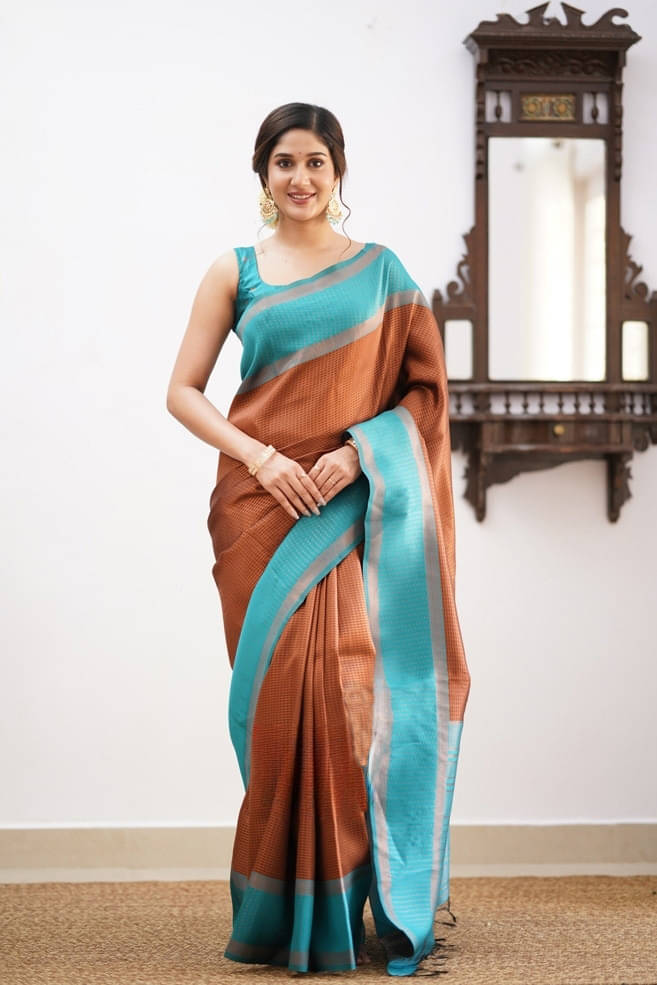     			Bansari Textile Art Silk Woven Banarasi saree With Unstitched Blouse Piece ( Multicolor )