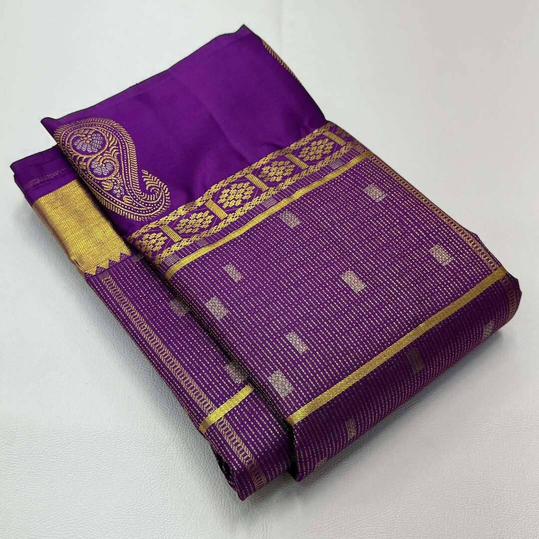     			Bansari Textile Art Silk Woven Banarasi saree With Unstitched Blouse Piece ( Purple )