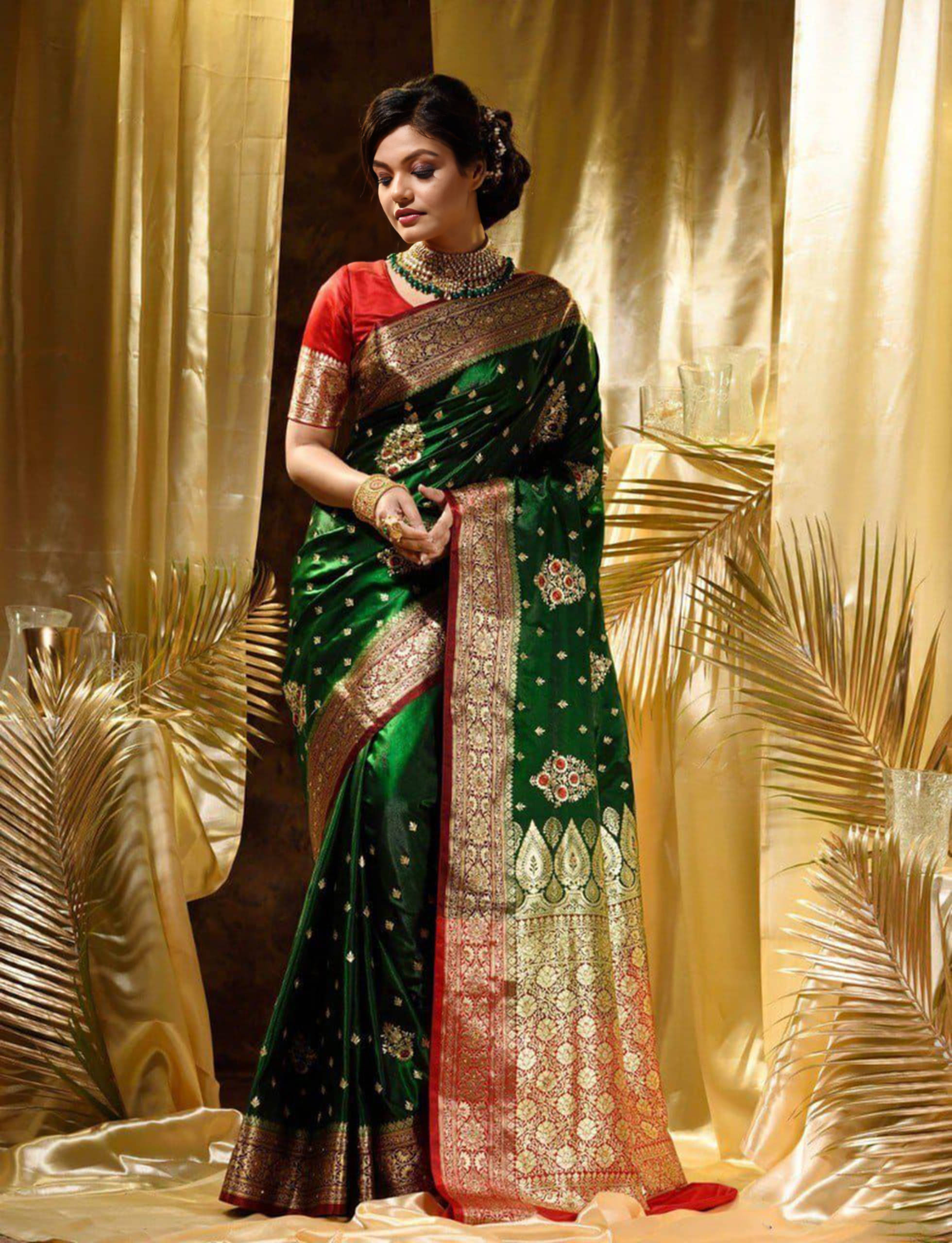 Bansari Textile Art Silk Woven Regular Saree With Unstitched Blouse Piece ( Green ) Bansari Textile Art Silk Woven Regular Saree With Unstitched Blouse Piece ( Green )