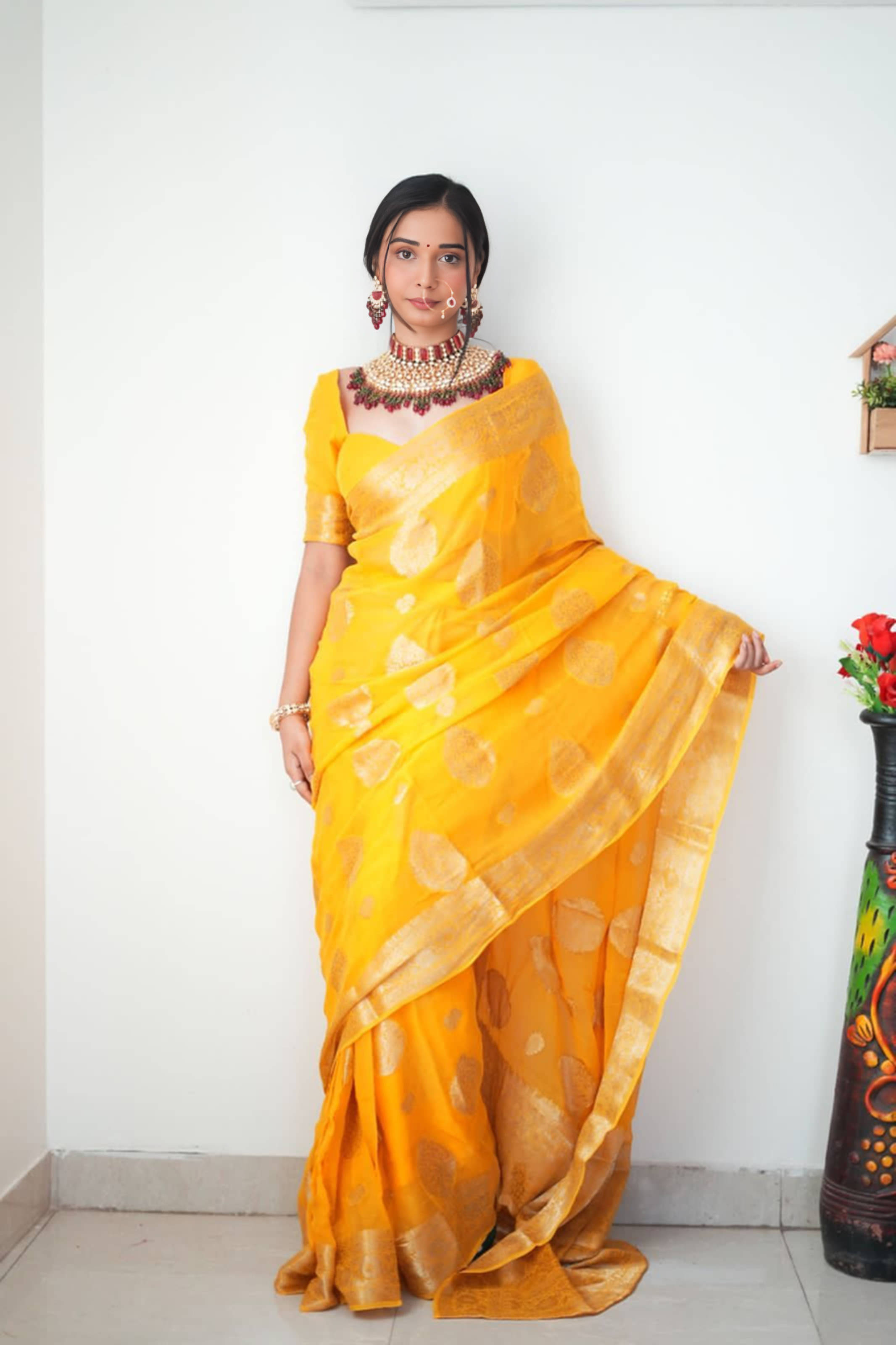 Bansari Textile Art Silk Woven Regular Saree With Unstitched Blouse Piece ( Yellow ) Bansari Textile Art Silk Woven Regular Saree With Unstitched Blouse Piece ( Yellow )