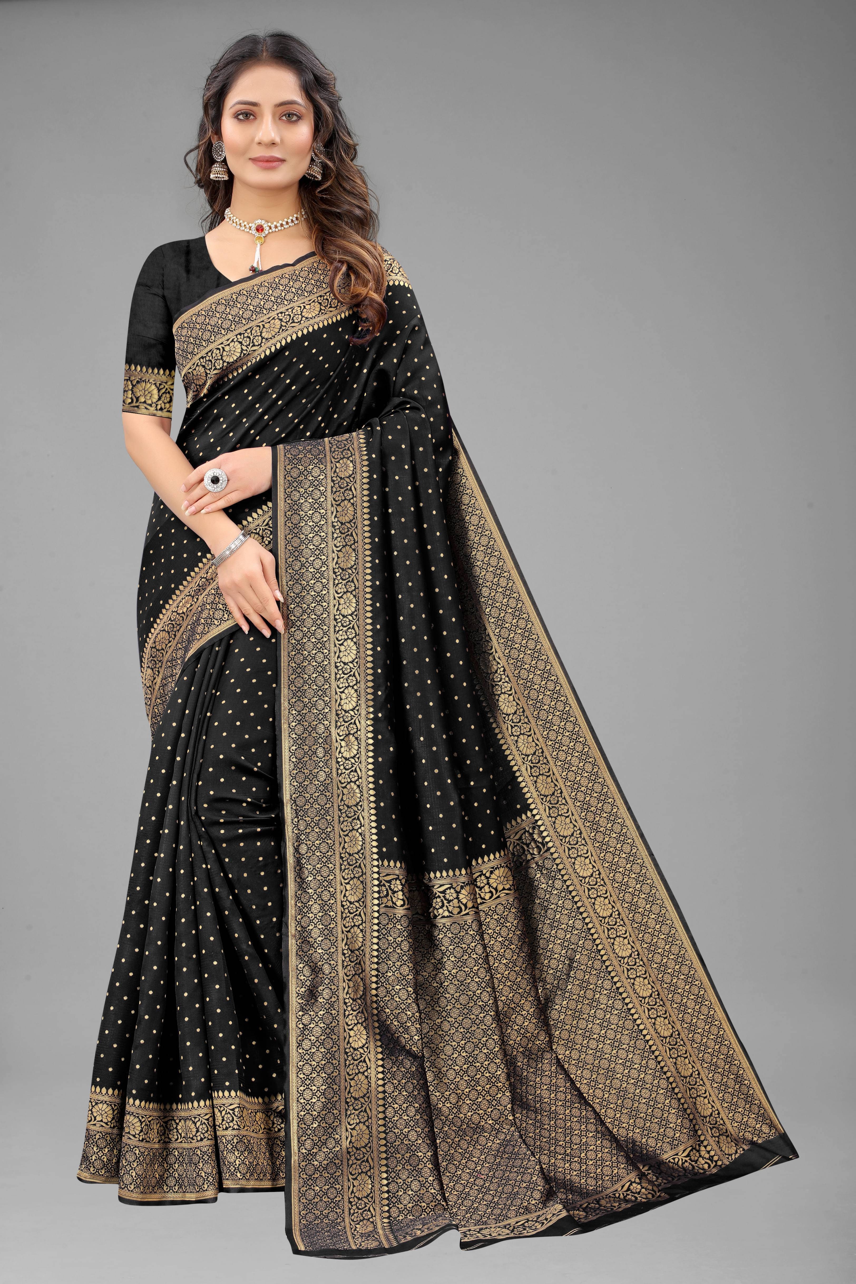 Bansari Textile Art Silk Woven Regular Saree With Unstitched Blouse Piece ( Black ) Bansari Textile Art Silk Woven Regular Saree With Unstitched Blouse Piece ( Black )