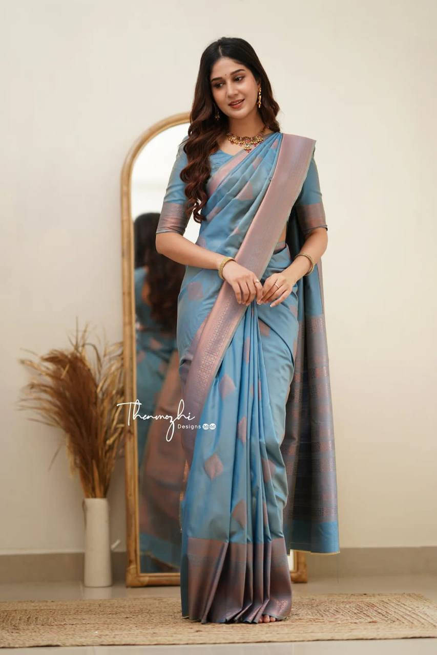 Bansari Textile Art Silk Woven Banarasi saree With Unstitched Blouse Piece ( Light Blue ) Bansari Textile Art Silk Woven Banarasi saree With Unstitched Blouse Piece ( Light Blue )