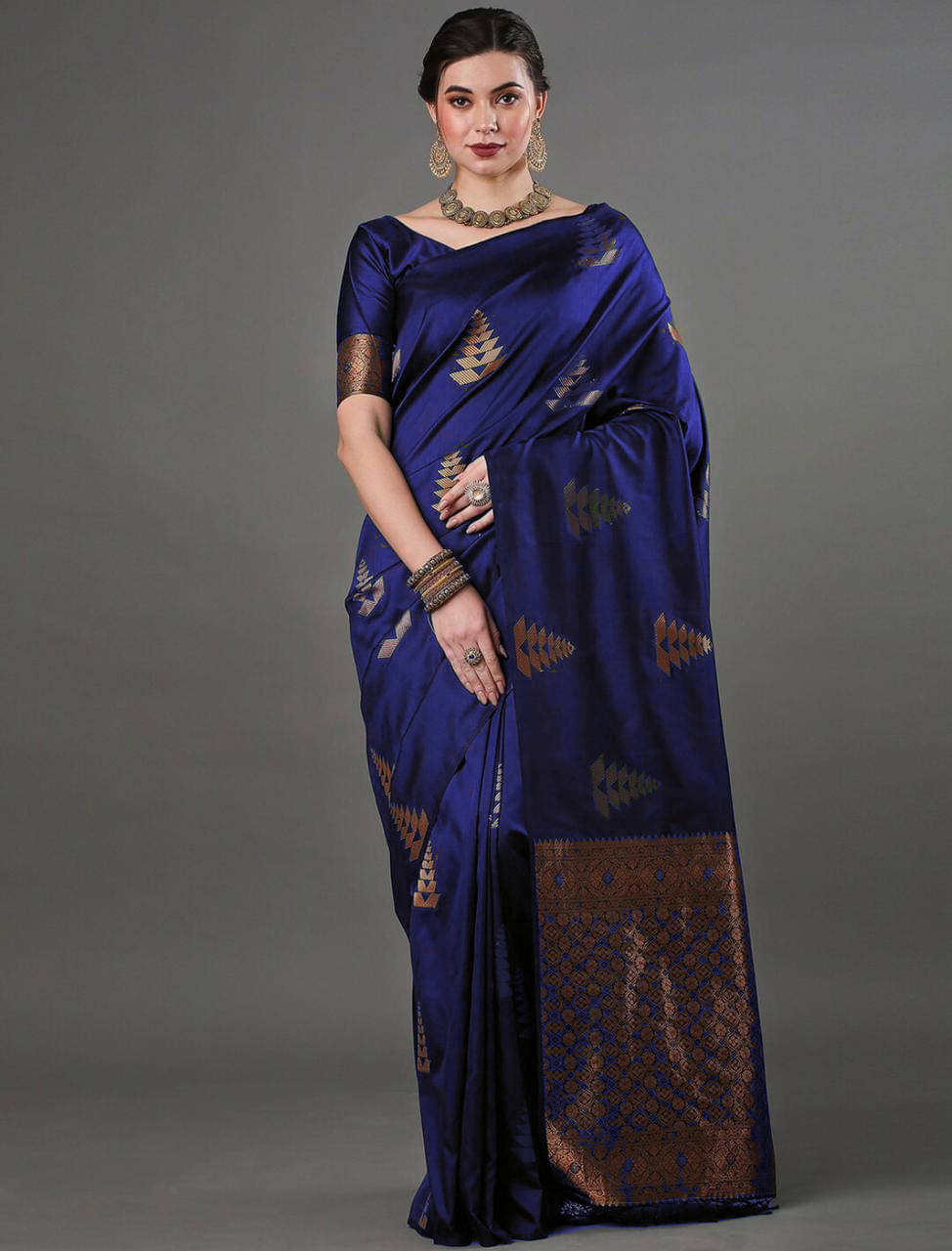     			Bansari Textile Art Silk Woven Banarasi saree With Unstitched Blouse Piece ( Blue )