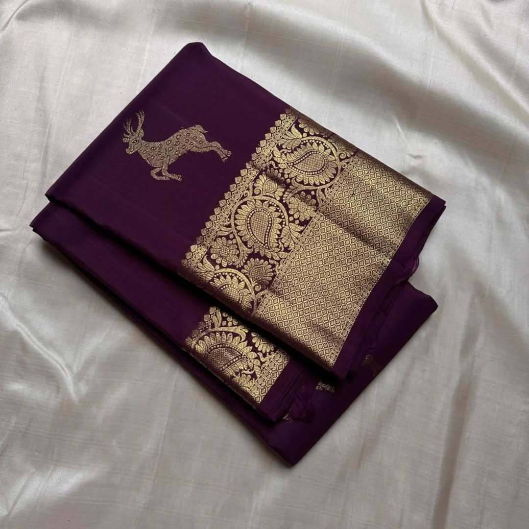 Bansari Textile Art Silk Woven Banarasi saree With Unstitched Blouse Piece ( Purple ) Bansari Textile Art Silk Woven Banarasi saree With Unstitched Blouse Piece ( Purple )