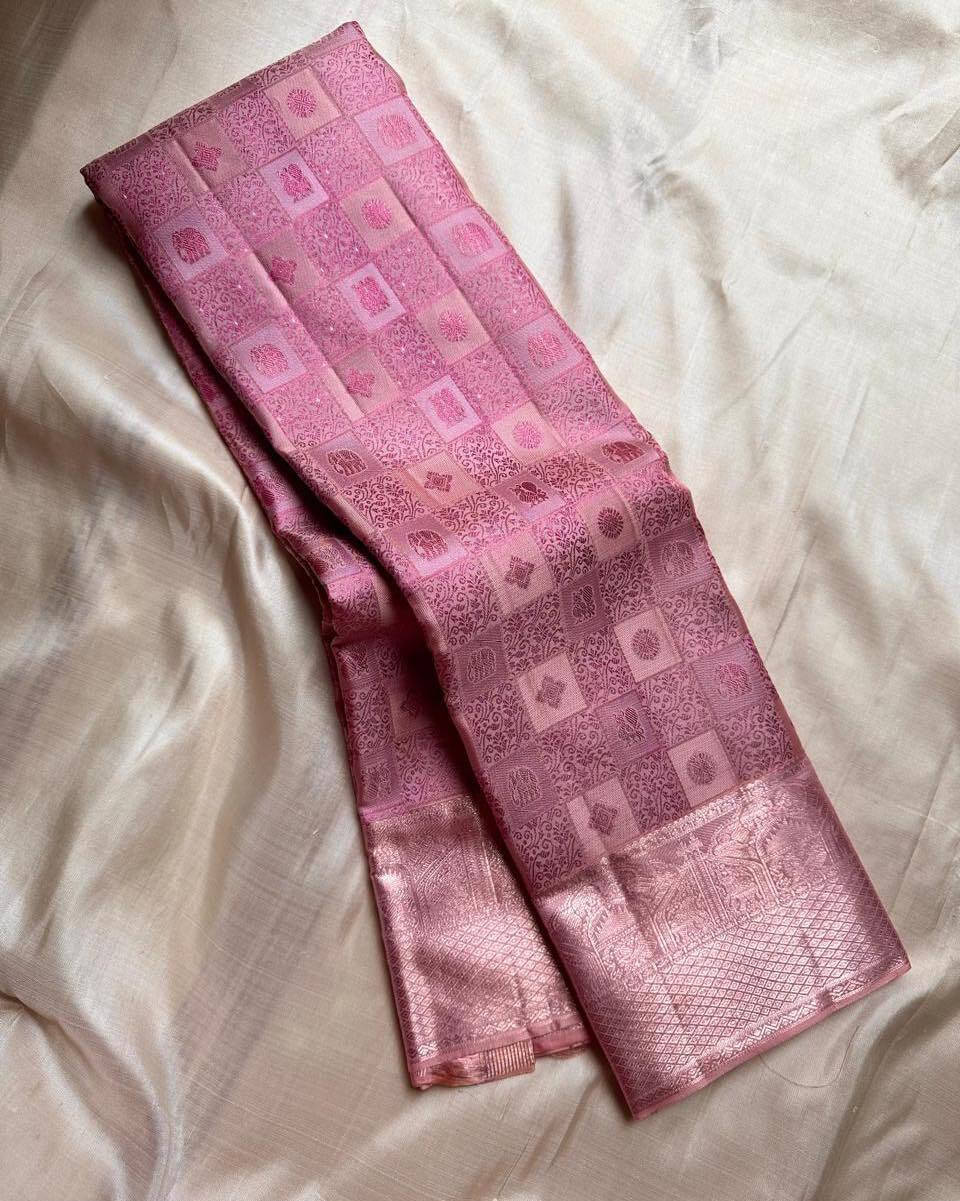     			Bansari Textile Art Silk Woven Banarasi saree With Unstitched Blouse Piece ( Pink )